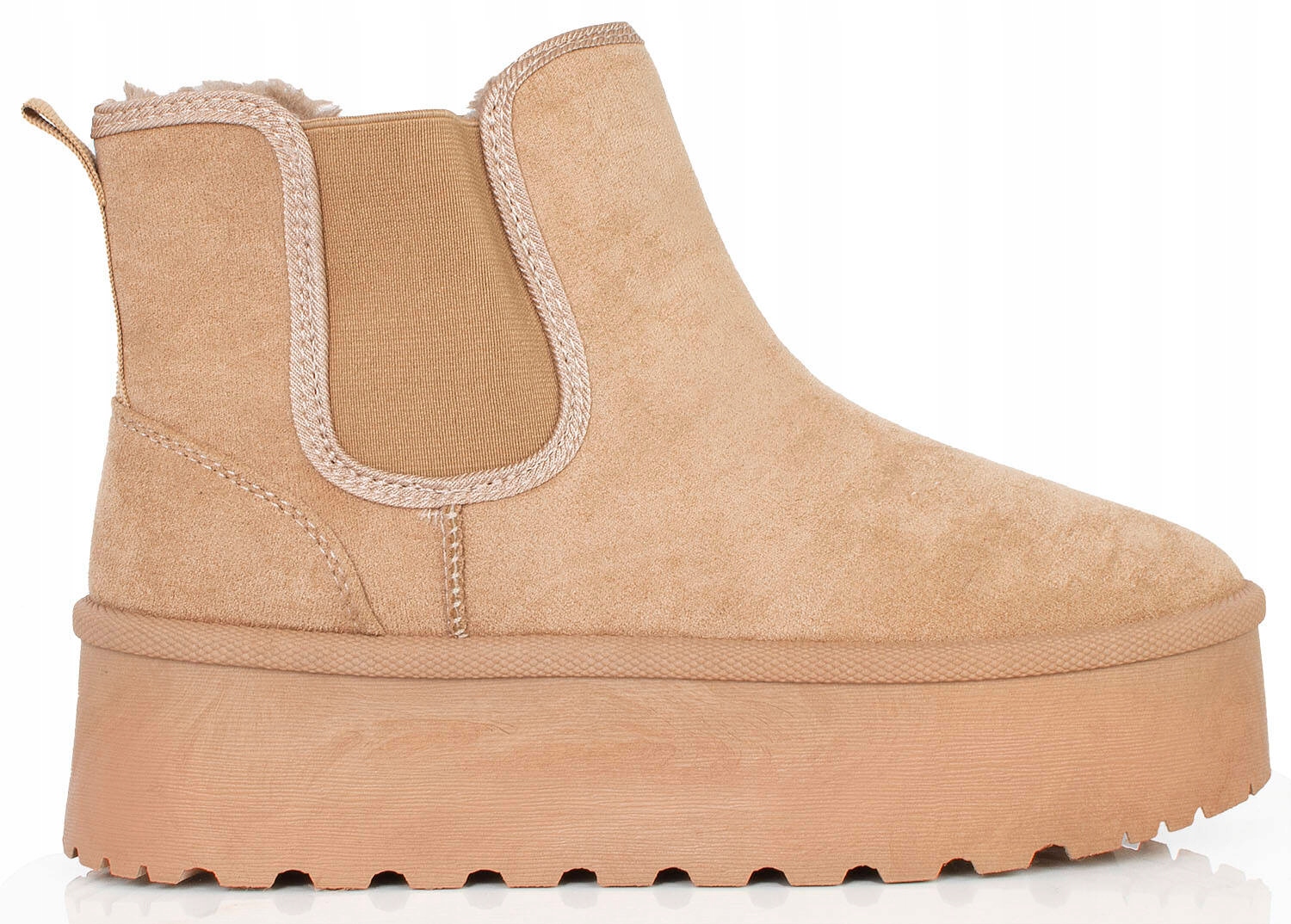 7910 BEŻOWE OCIEPLANE BOTKI NA GRUBEJ PODESZWIE ŚNIEGOWCE NA PLATFORMIE 41