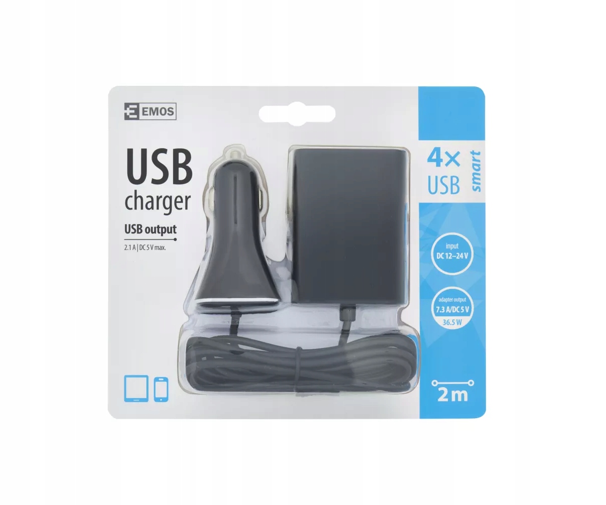

Ładowarka samochodowa Emos Usb V0216 Smart 7.3A