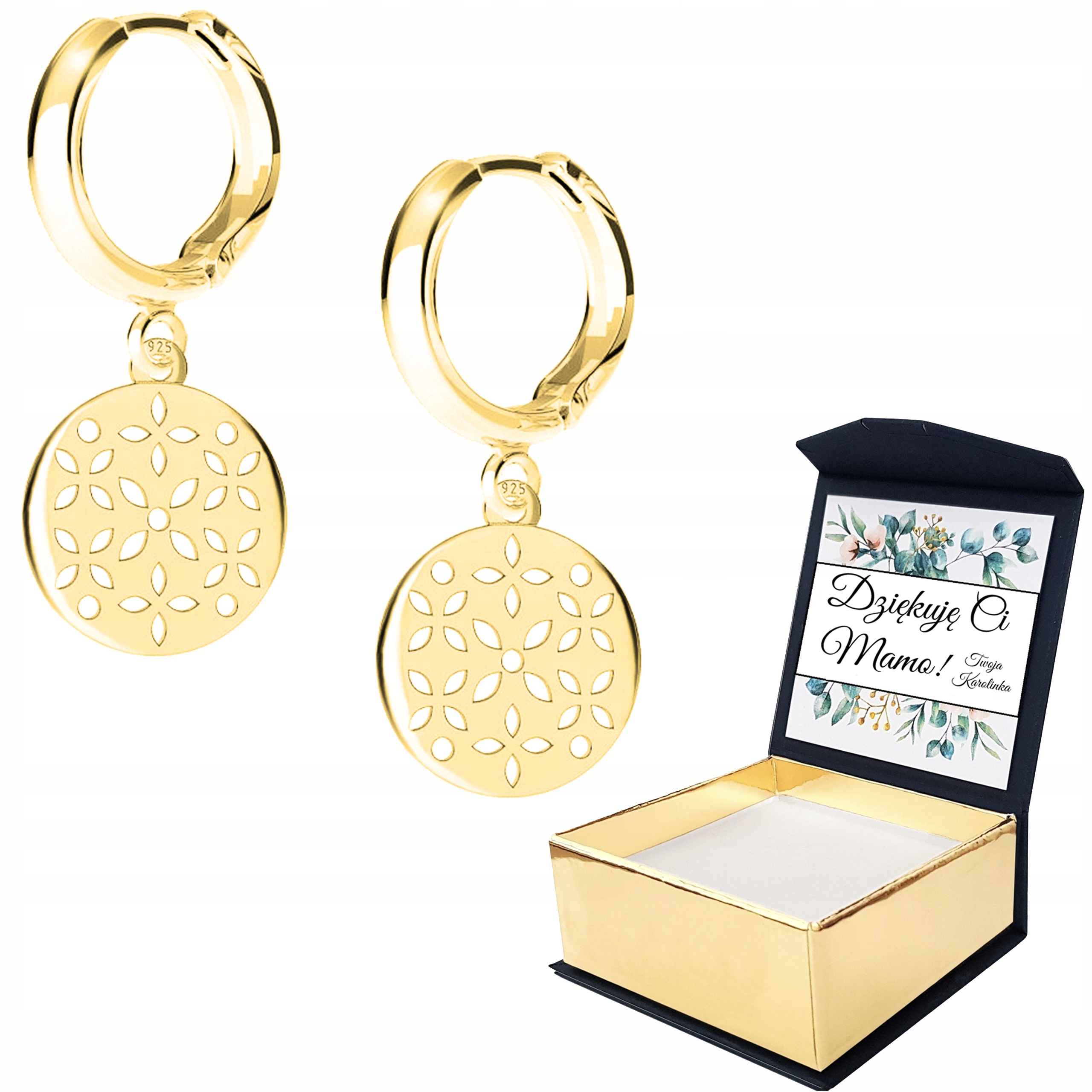 Náušnice zlaté Květiny Kytičky 925 Vlastní Potisk