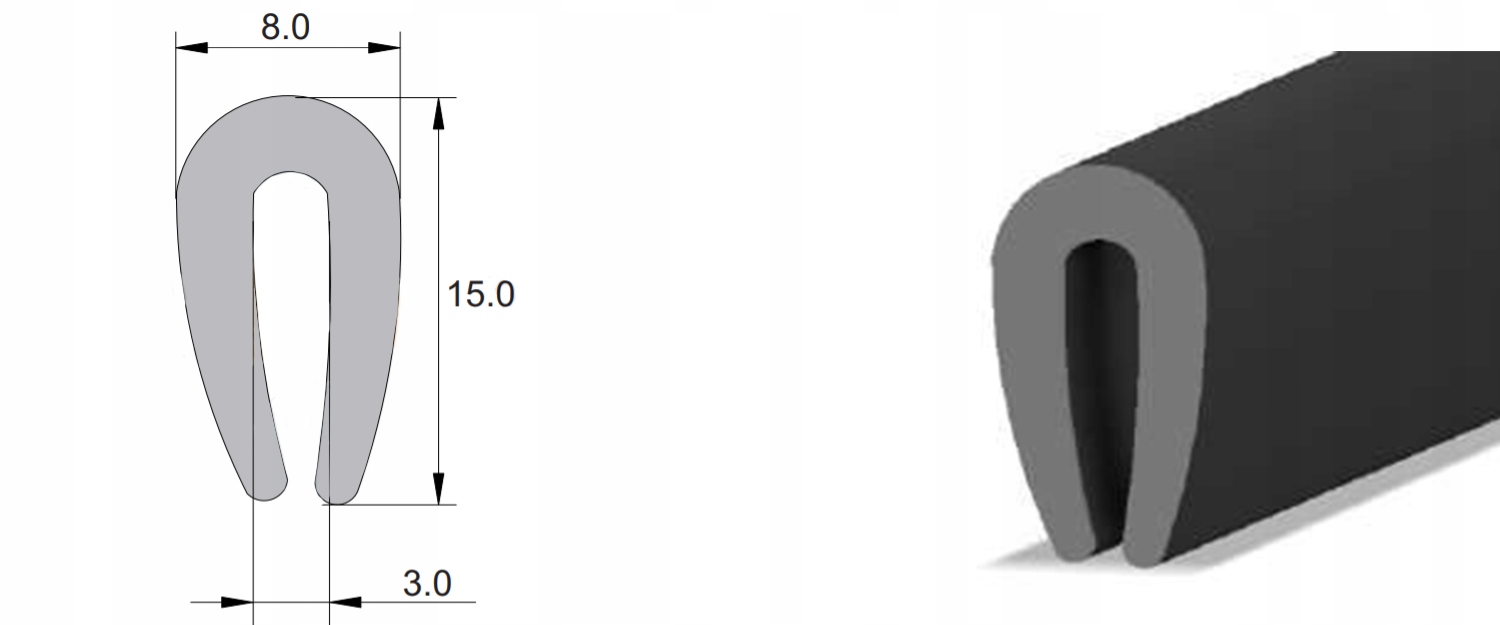 

Uszczelka U4, na krawędź, uszczelka krawędziowa