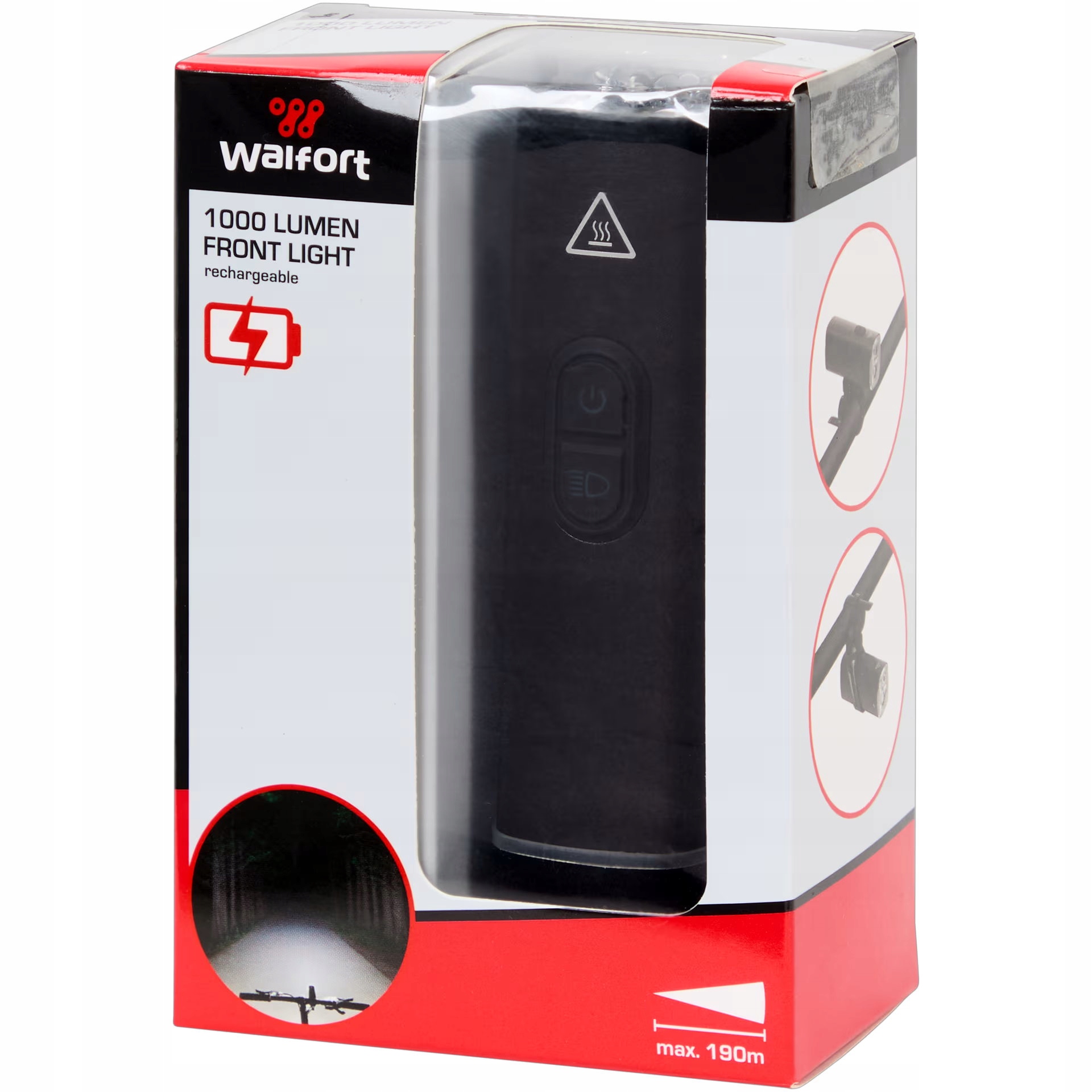 Lampka Rowerowa do wielokrotnego ładowania 1000 lm Walfort