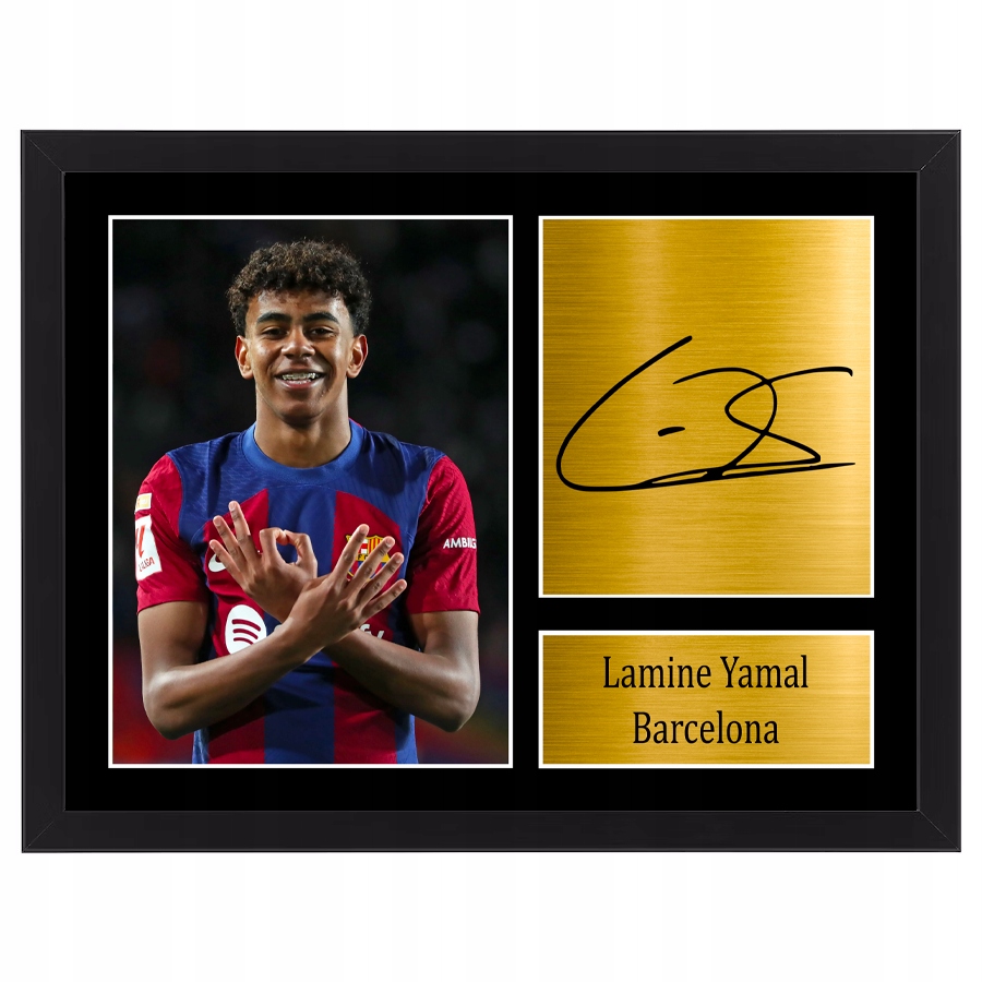 Obraz w ramce Lamine Yamal Fc Barcelona Hiszpania autograf 70x50 cm