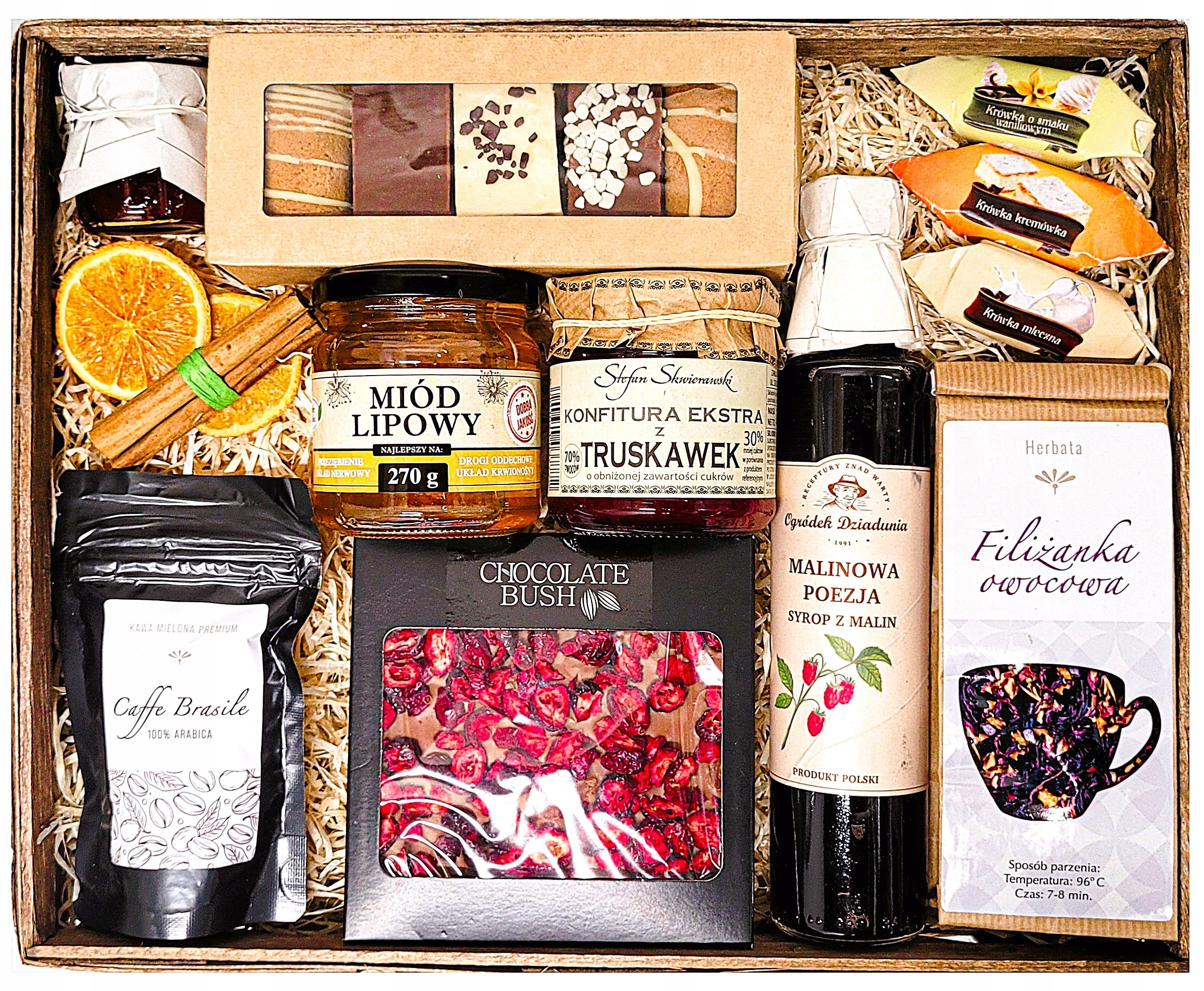 Levně Velký Dárkový Koš Dárek Perníky Čaj Citronový Sirup Káva