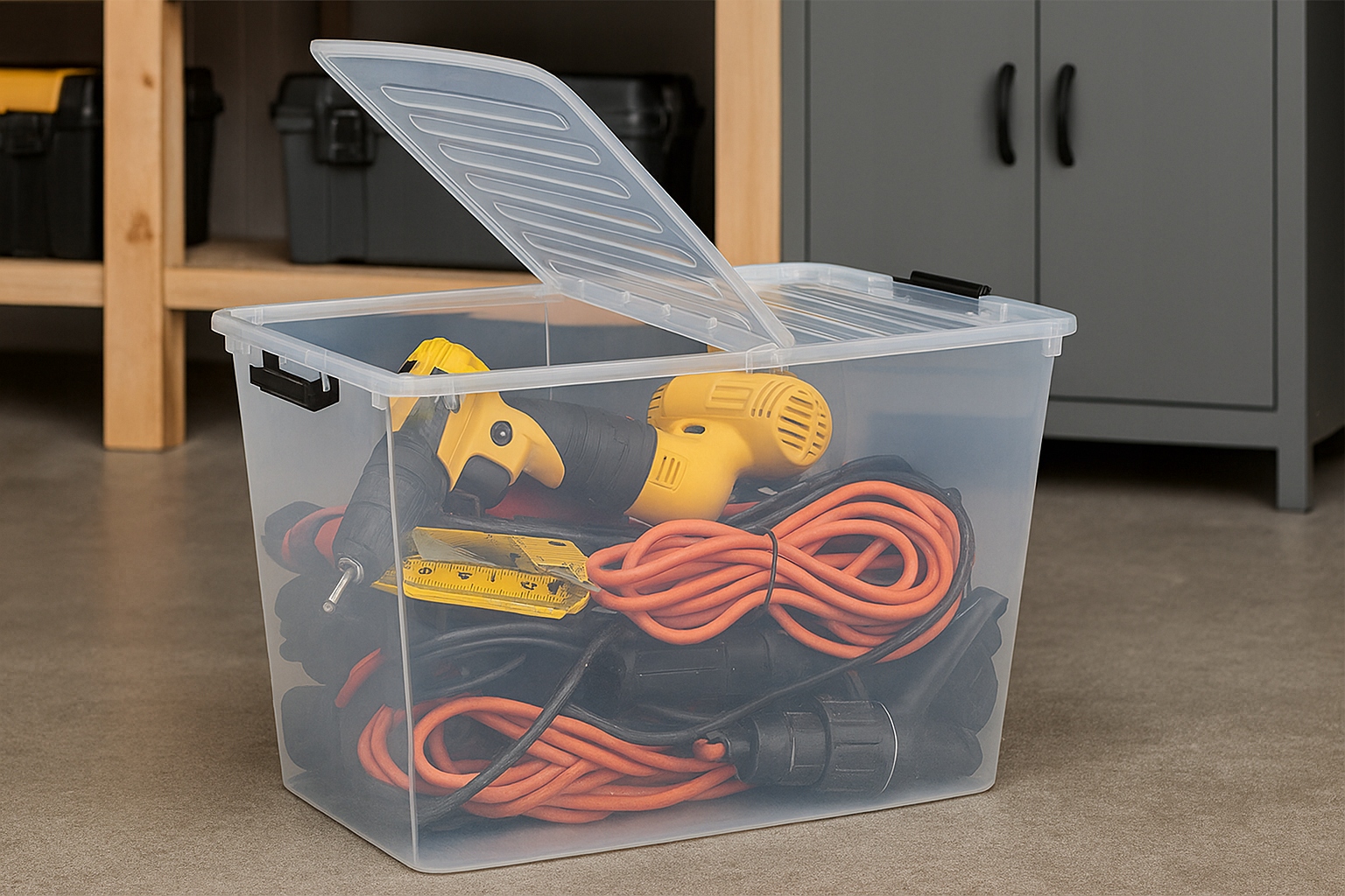 Plastikowy pojemnik 50 l dwustronna pokrywa pudełko do przechowywania