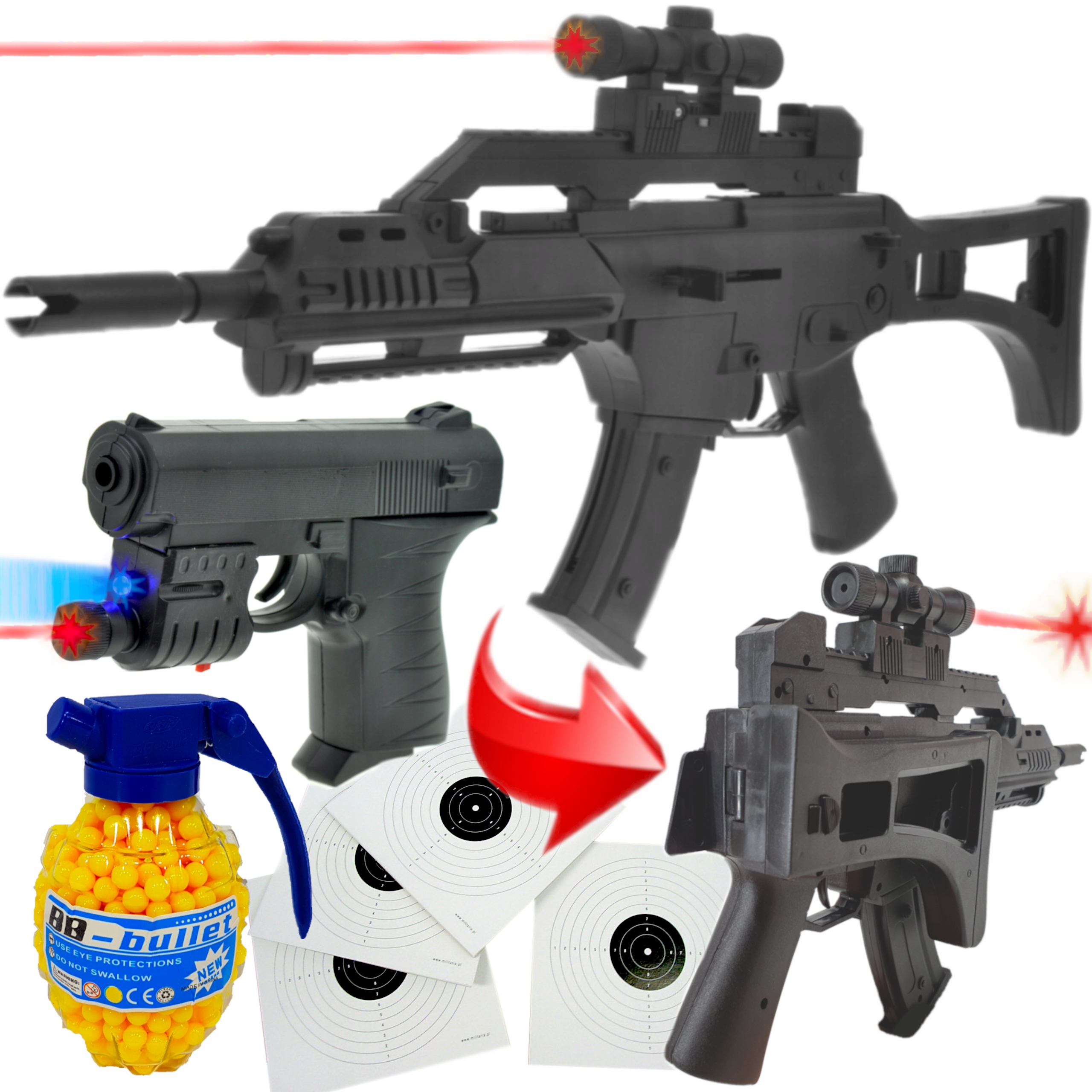 

Karabin Snajperka Na Kulki Laser +pistolet +granat