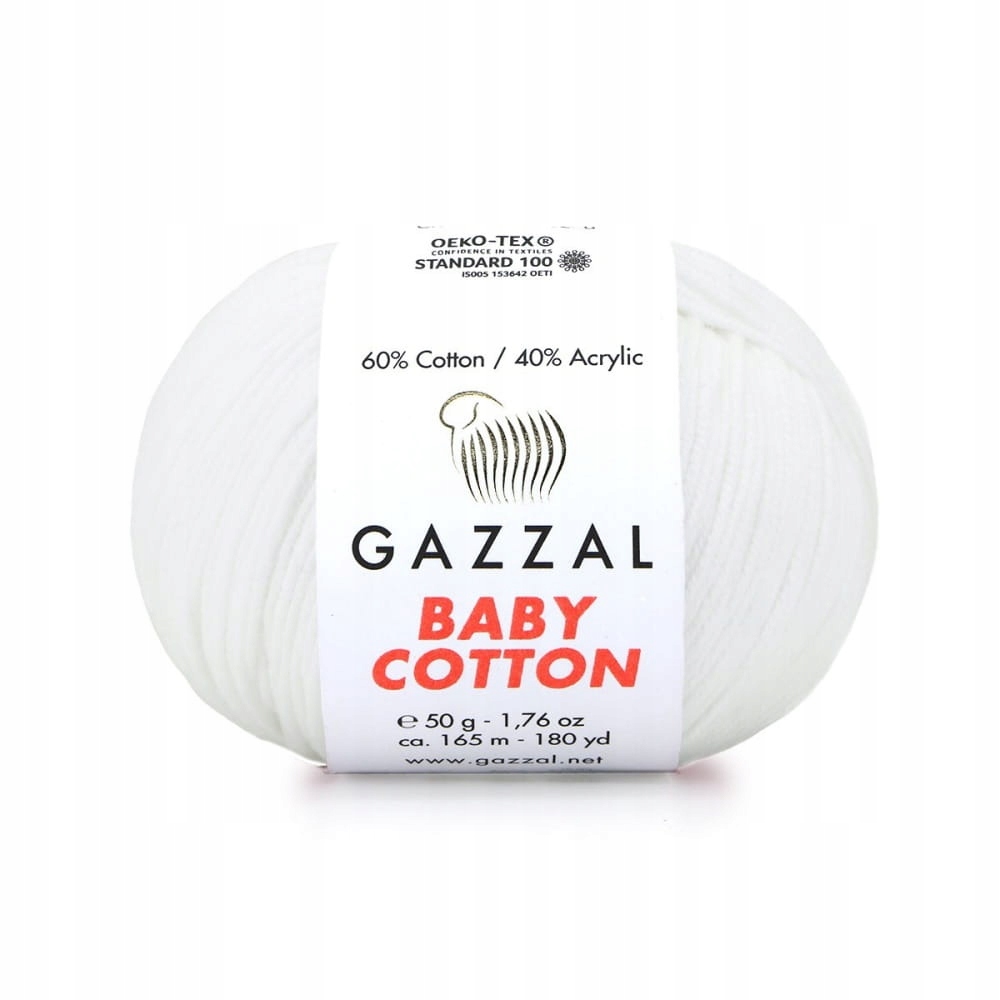 Włóczka Gazzal Baby Cotton 3432 50g biel
