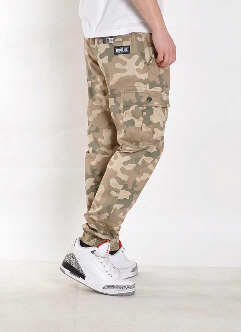 Spodnie 4XL Bossline Cargo Joggery Desert bojówki Zapięcie wiązanie