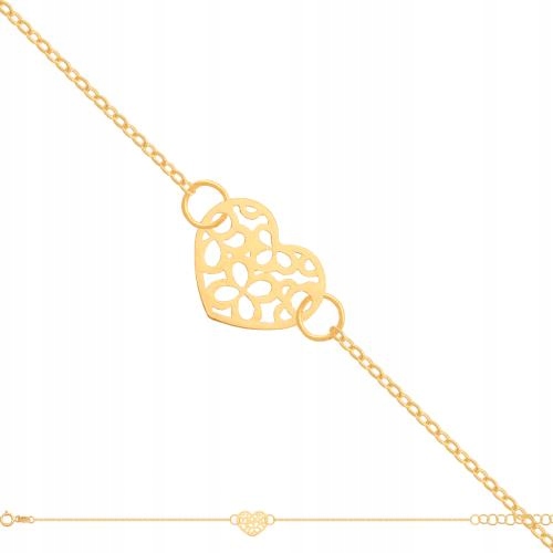 Náramek Ze Zlata 585 Pro Ženu s ažurovým srdíčkem jako dárek