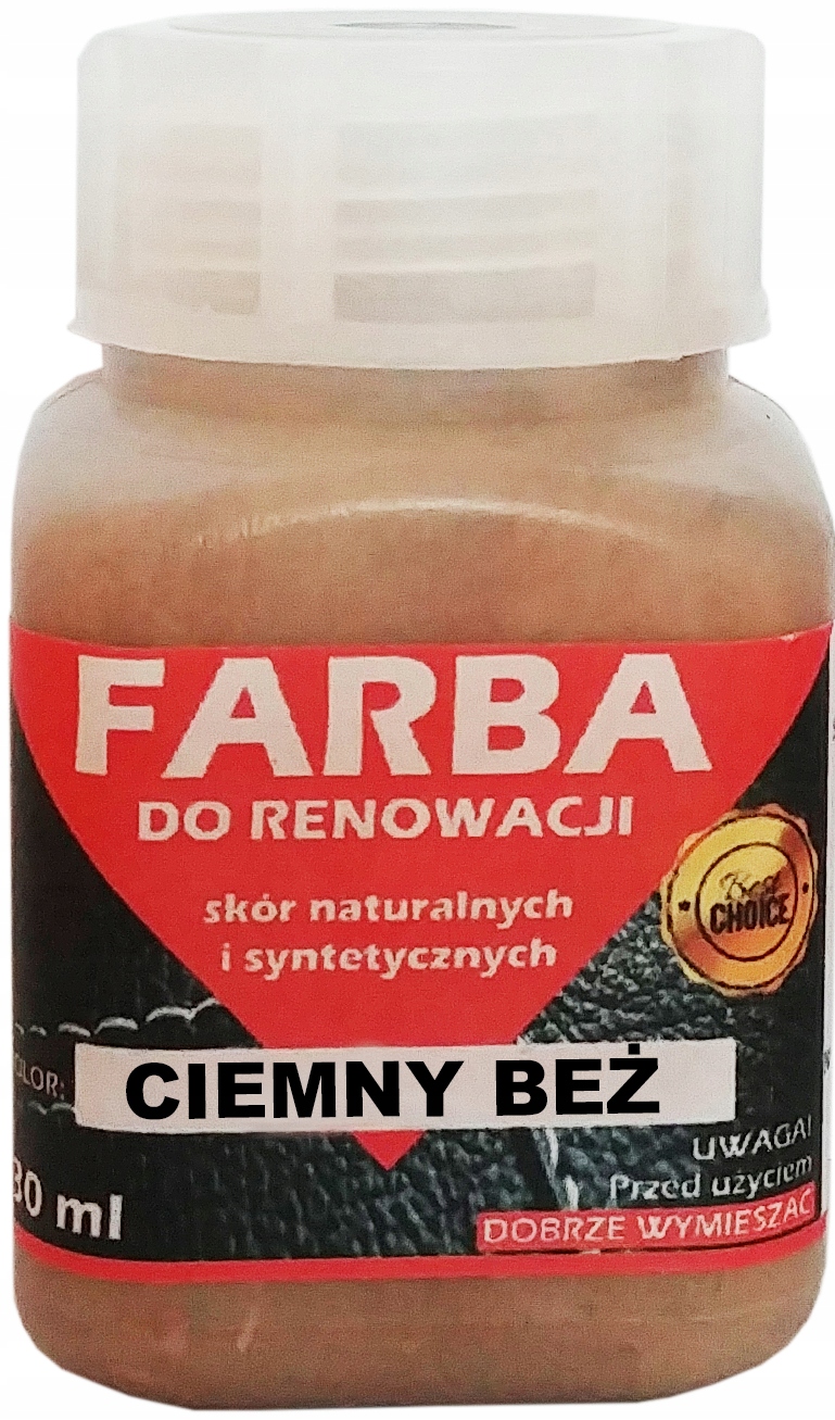 

Renowacja Skóry Tapicerki Farba Ciemny Beż 30ml