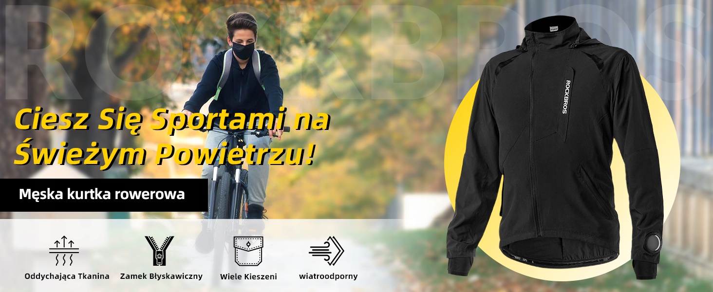 ROCKBROS Męska Kurtka Rower Elastyczna Oddychająca Bieganie Softshell 4XL Kolor czarny