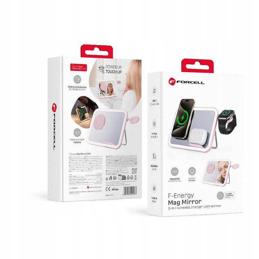 Forcell F-Energy Mag Mirror 3 In 1 15W Indukční nabíječka pro Magsafe