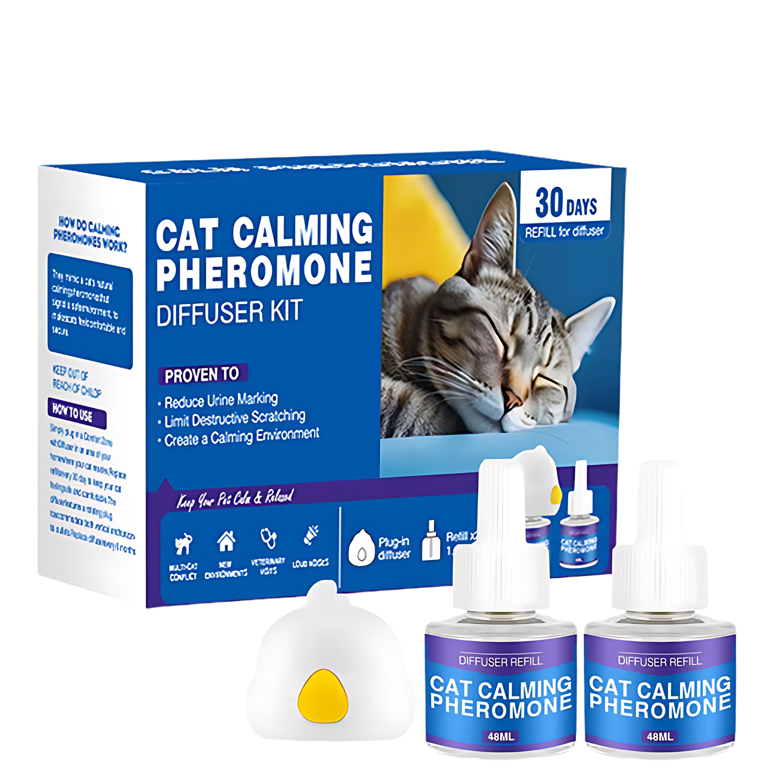 Levně Zklidňující feromony pro kočky Difuzér 2x48 ml náplň Eu Calming