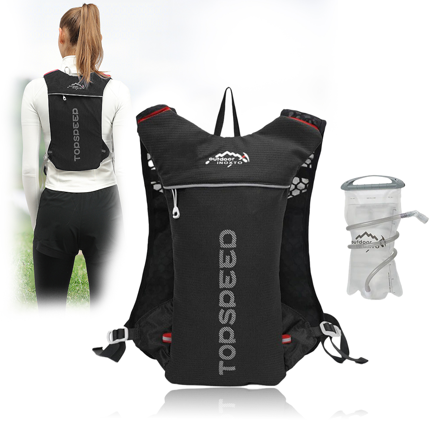 Pohodlný Nastavitelný Batoh Na Běhání S Lahví Na Vodu 1,5L Součástí Balení