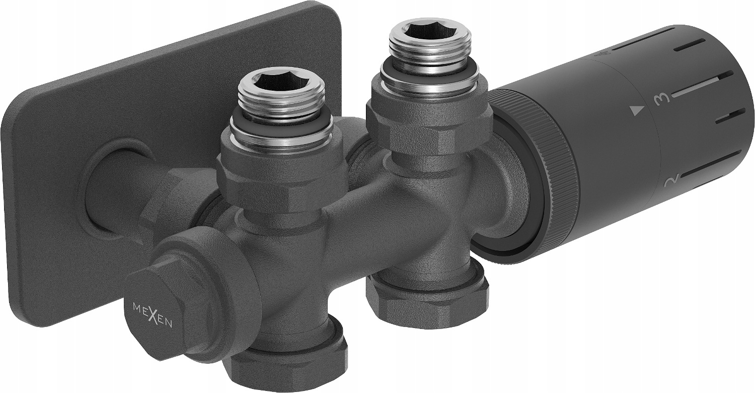 Mexen G05 termostatická sada rohová/přímá Duplex DN50 antracit