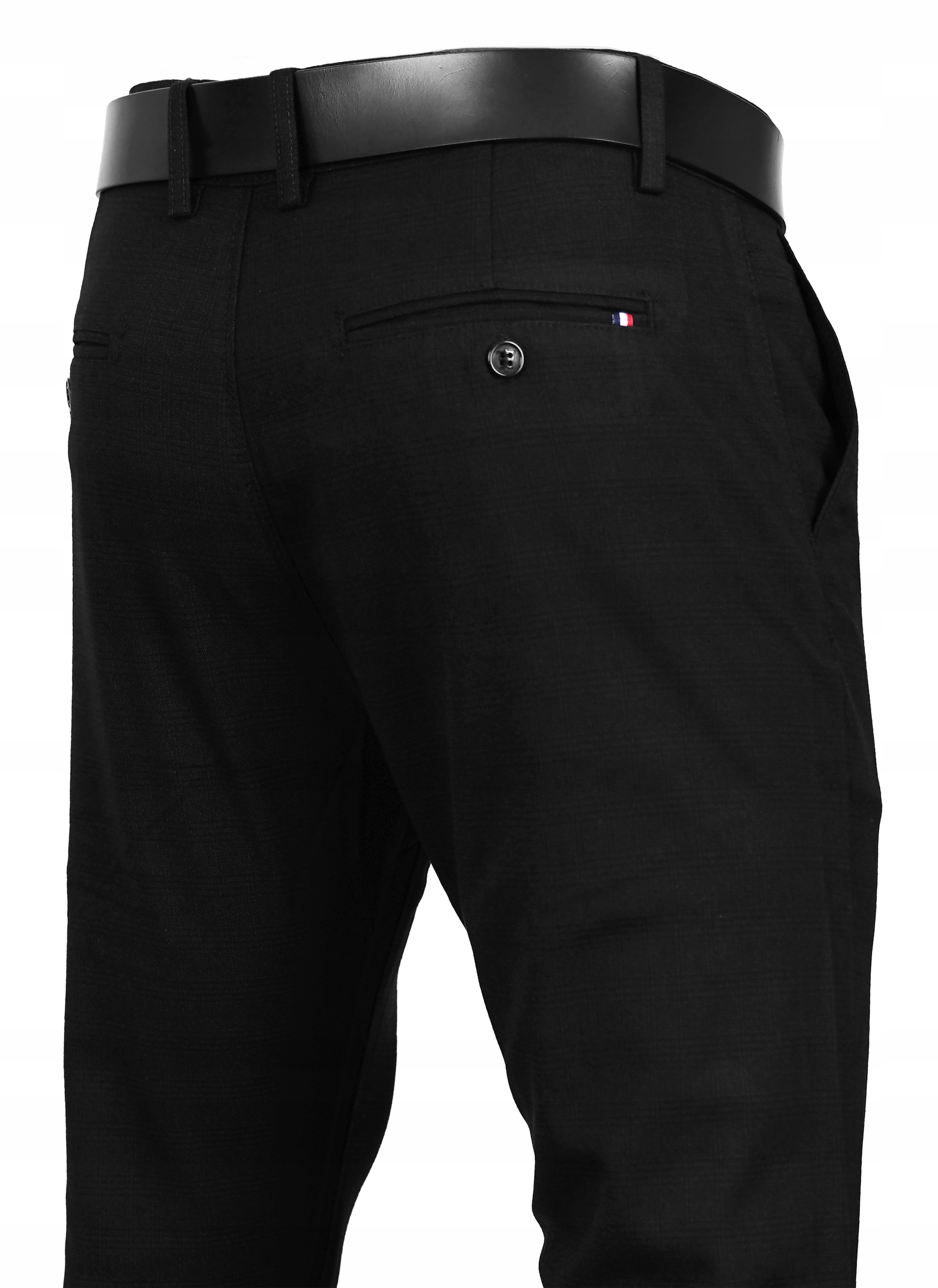 Spodnie Męskie Czarne W Kratkę Chinosy Wizytowe Slim Fit W36 L32
