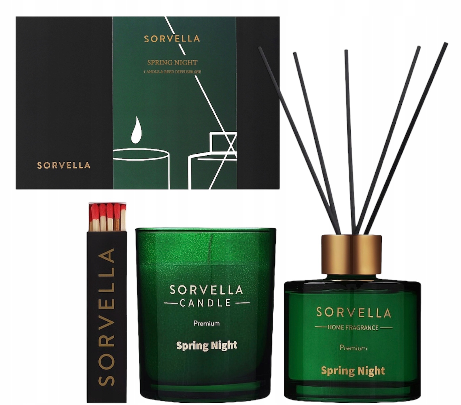 SORVELLA ZESTAW ŚWIECZKA + DYFUZOR ZAPACHOWY SPRING NIGHT 120ml