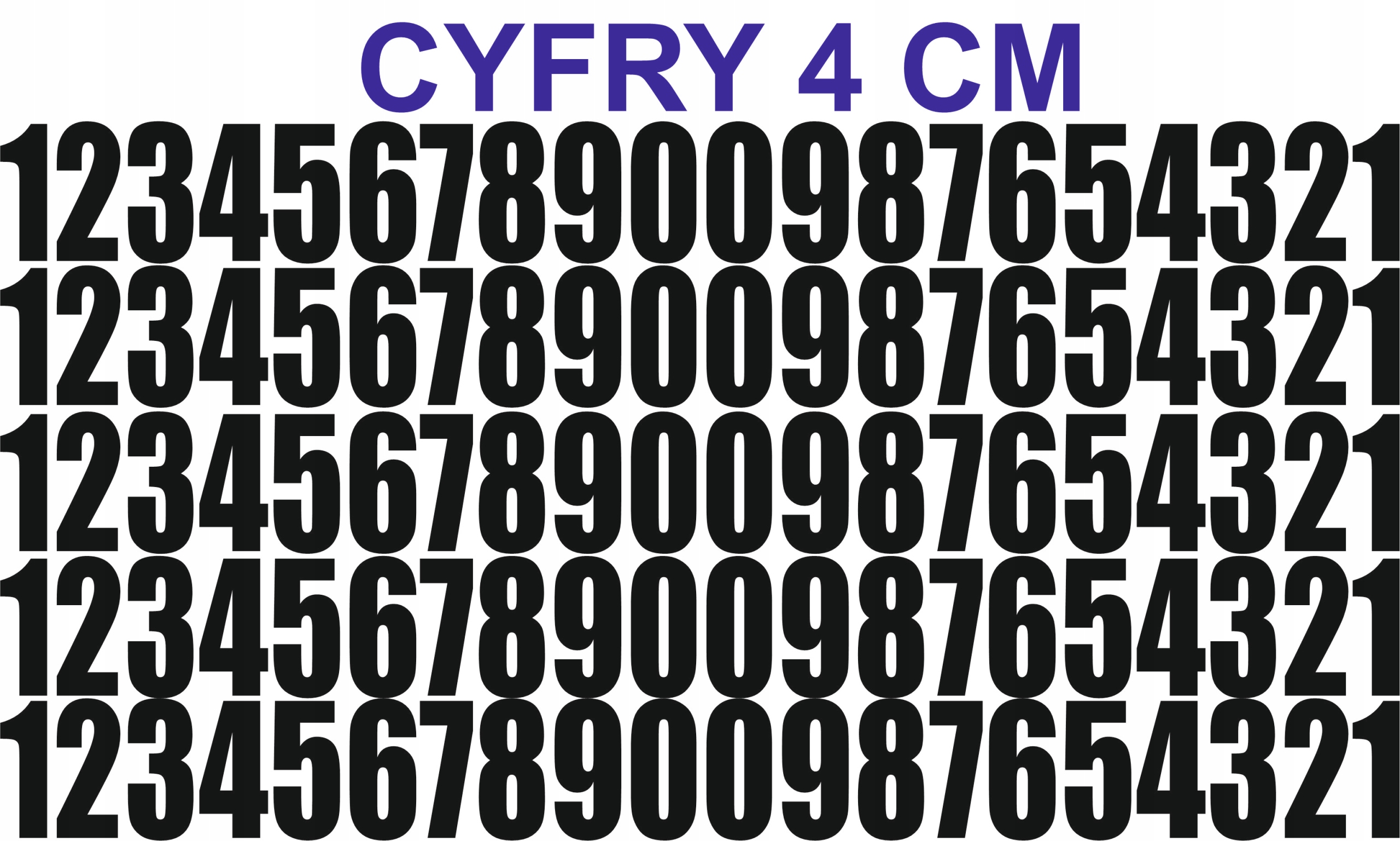 

Naklejki Cyfry, Liczby 4 CM Czarne 100 sztuk