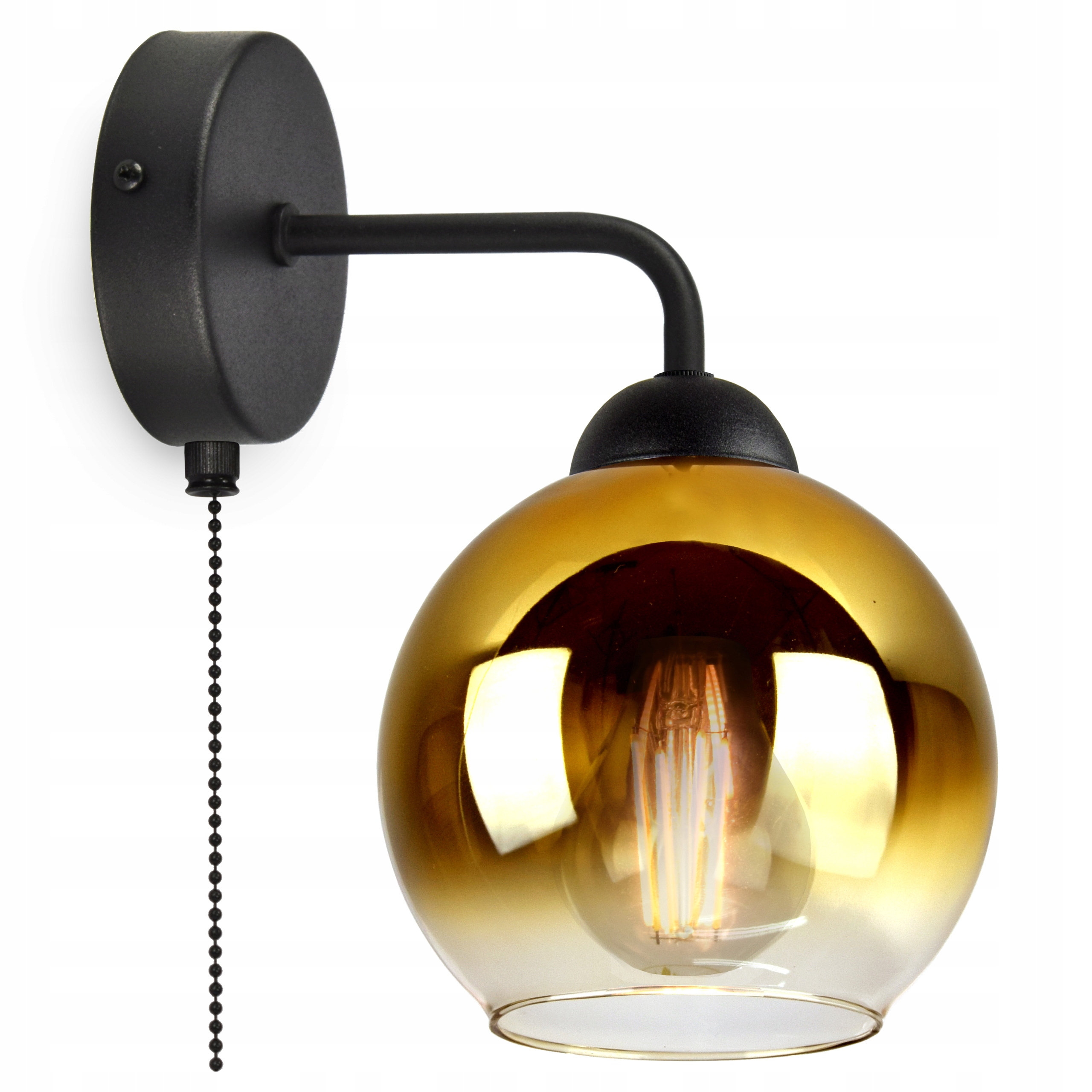 

Kinkiet Lampa Ścienna Czarny Złoty z włącznikiem