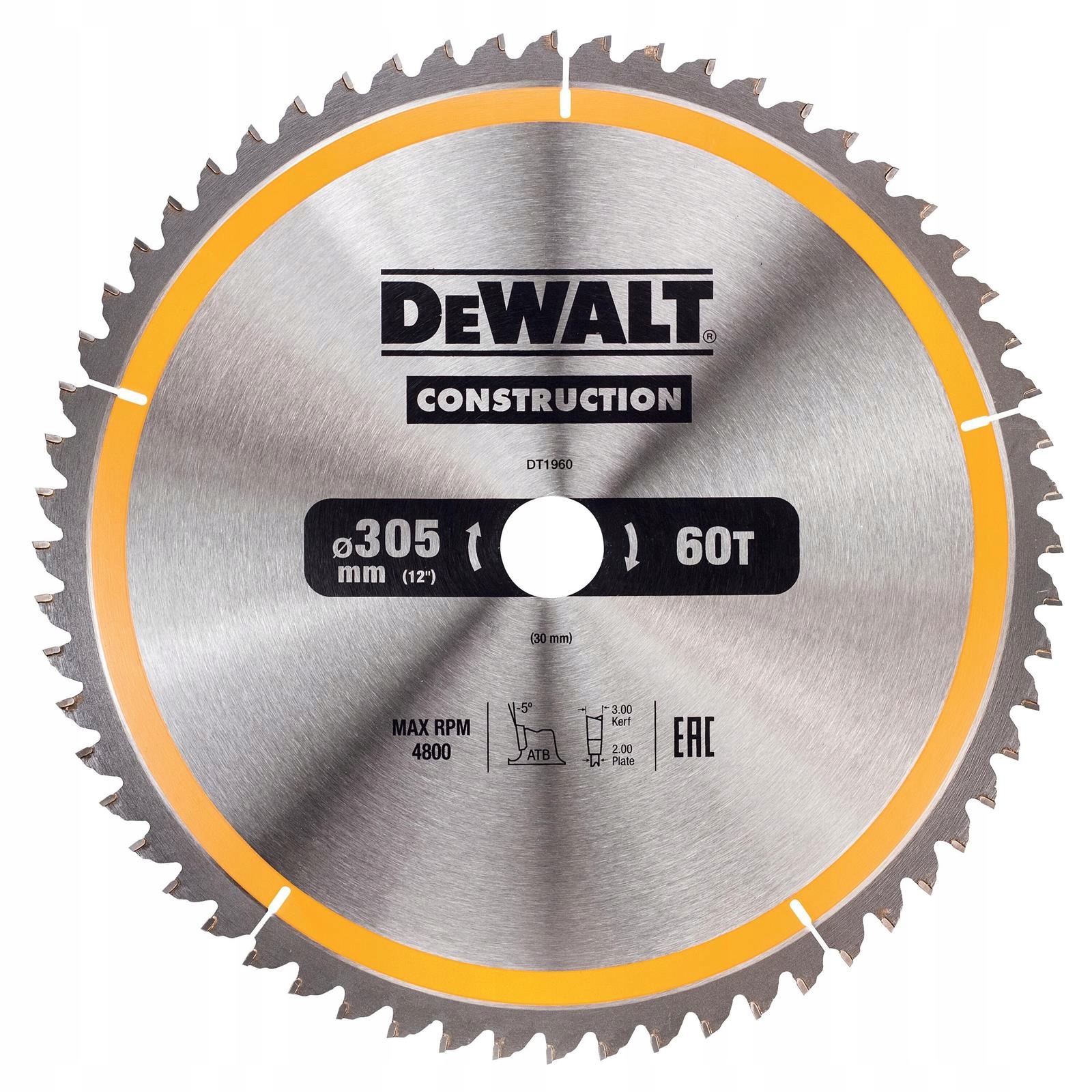 DeWALT DT1960 Tarcza Piła Do Drewna 305x30mm 60T Oryginał Dewalt Pl
