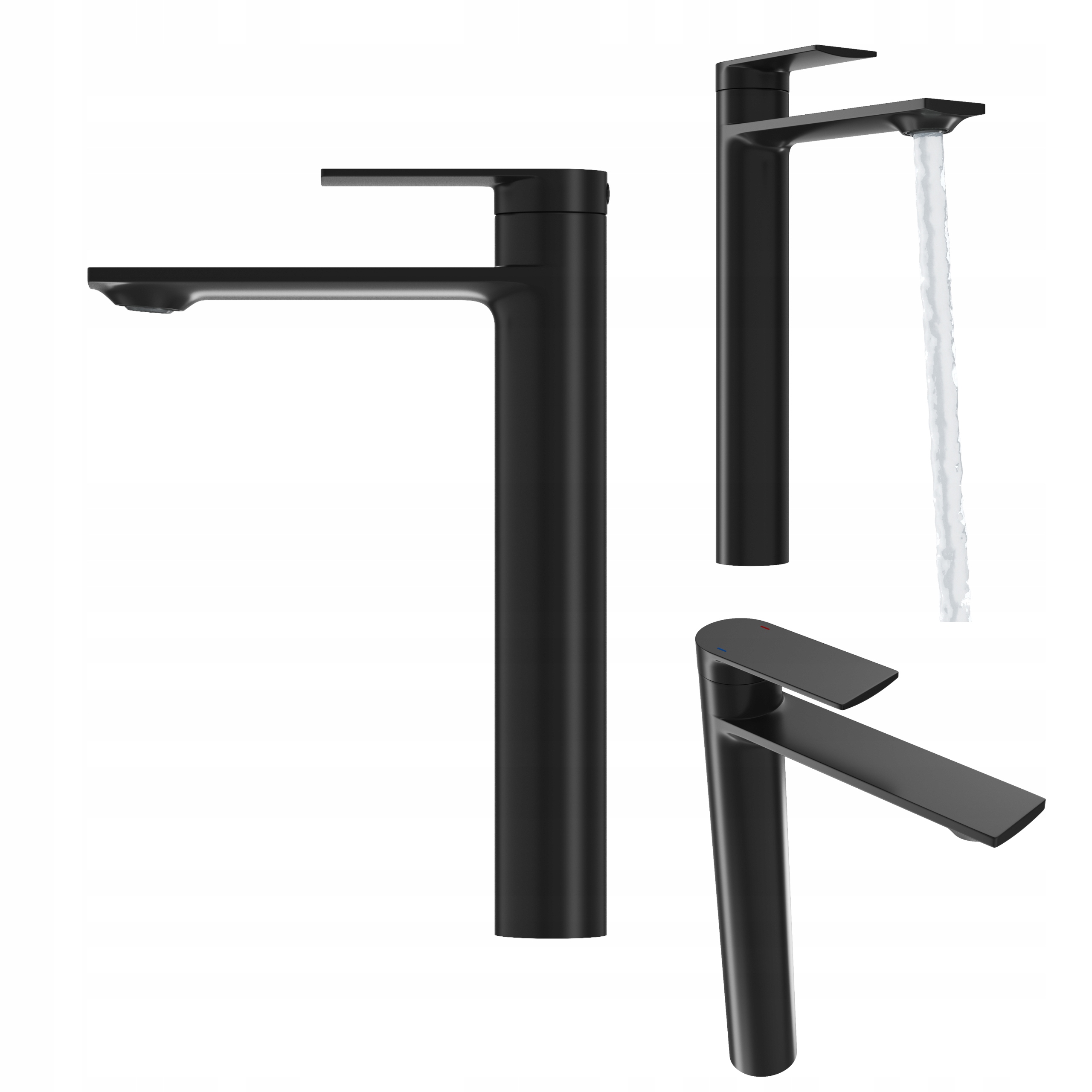 Vysoká umyvadlová baterie Černá do koupelny, stojící baterie pro umyvadlo Cabo