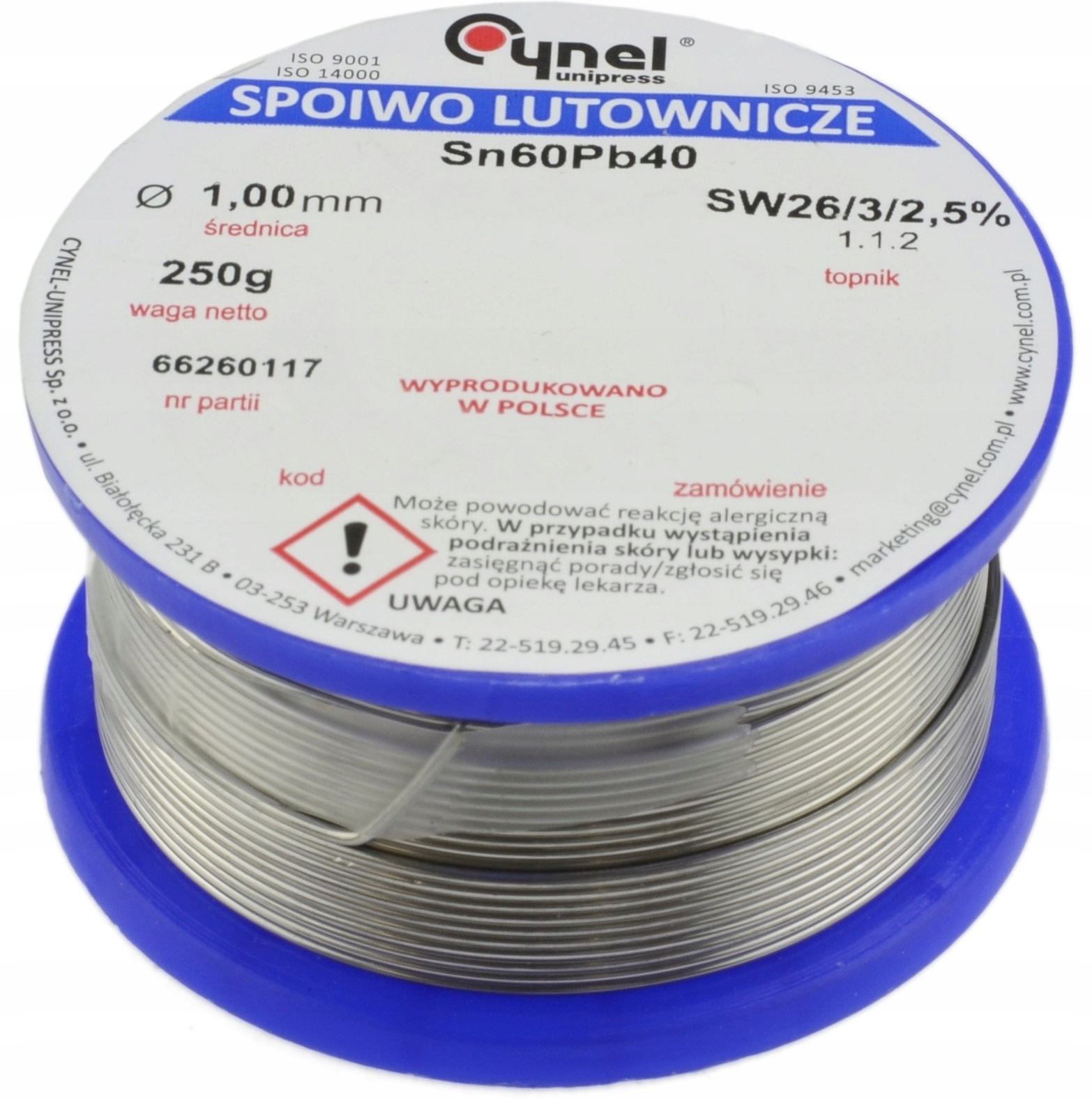 

Cynel cyna z topnikiem do lutowania 250g 1mm