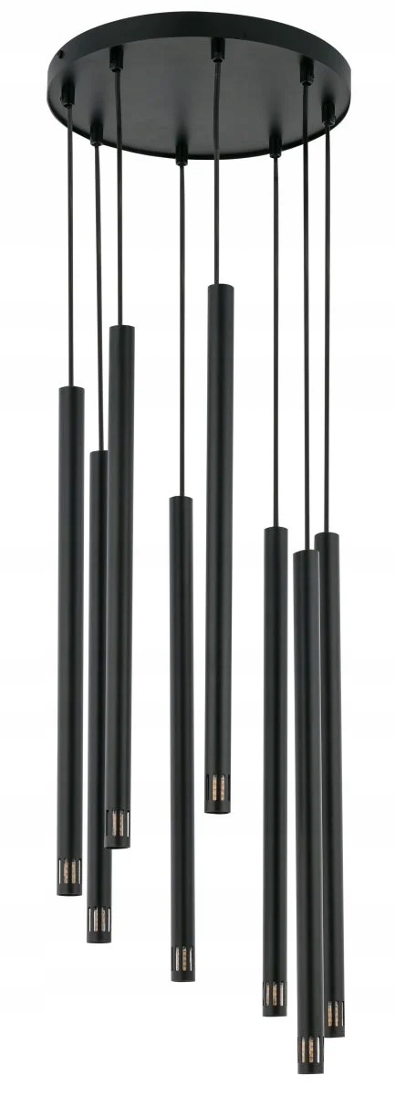 Moderná závesná lampa čierna, okrúhla, 8 rúrok, moderná do obývačky Sigma