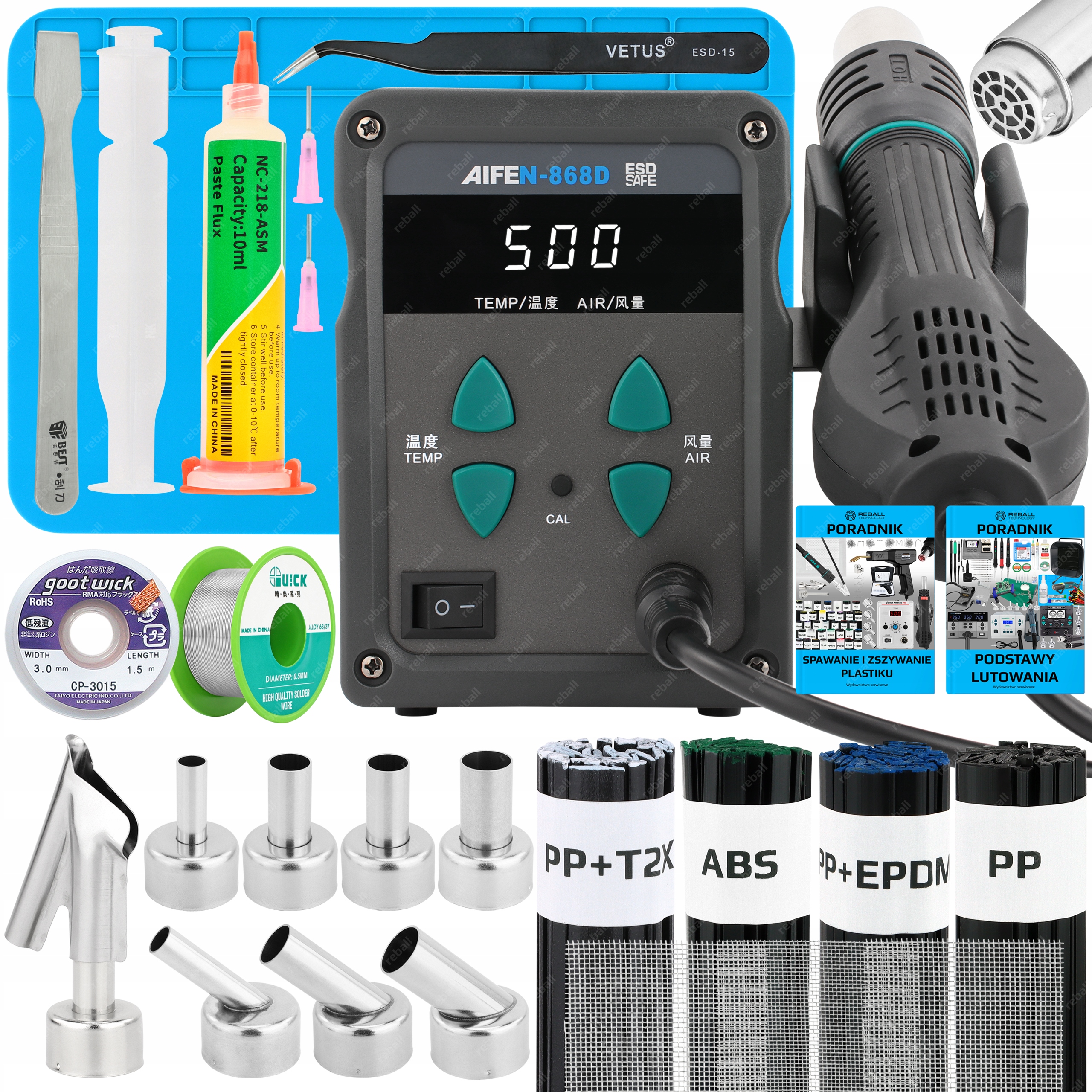 Set Pájecí Stanice Hot Air Svařovací Plast Aifen 868D 500C XXLv1