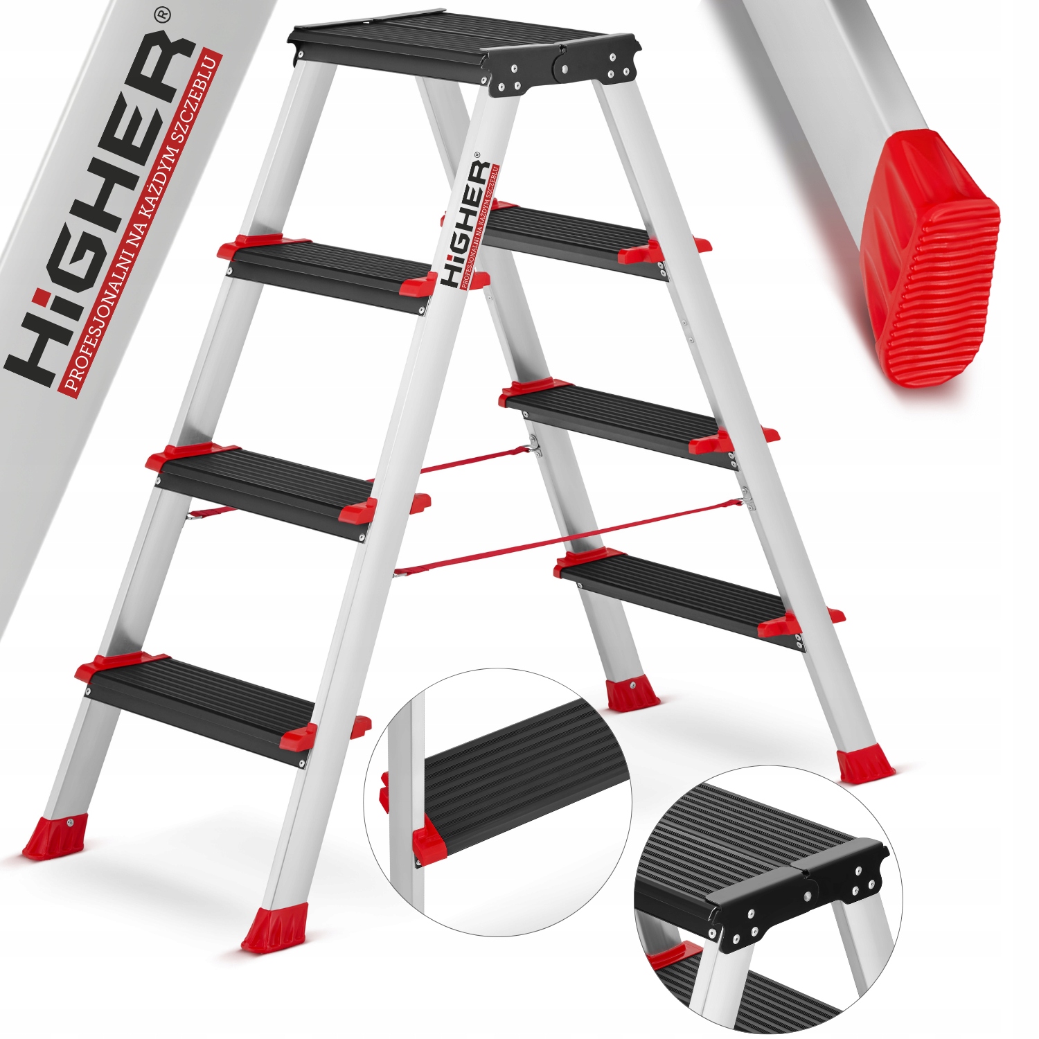 Žebřík hliníkový profesionální oboustranný skládací Higher 2x4 3 m