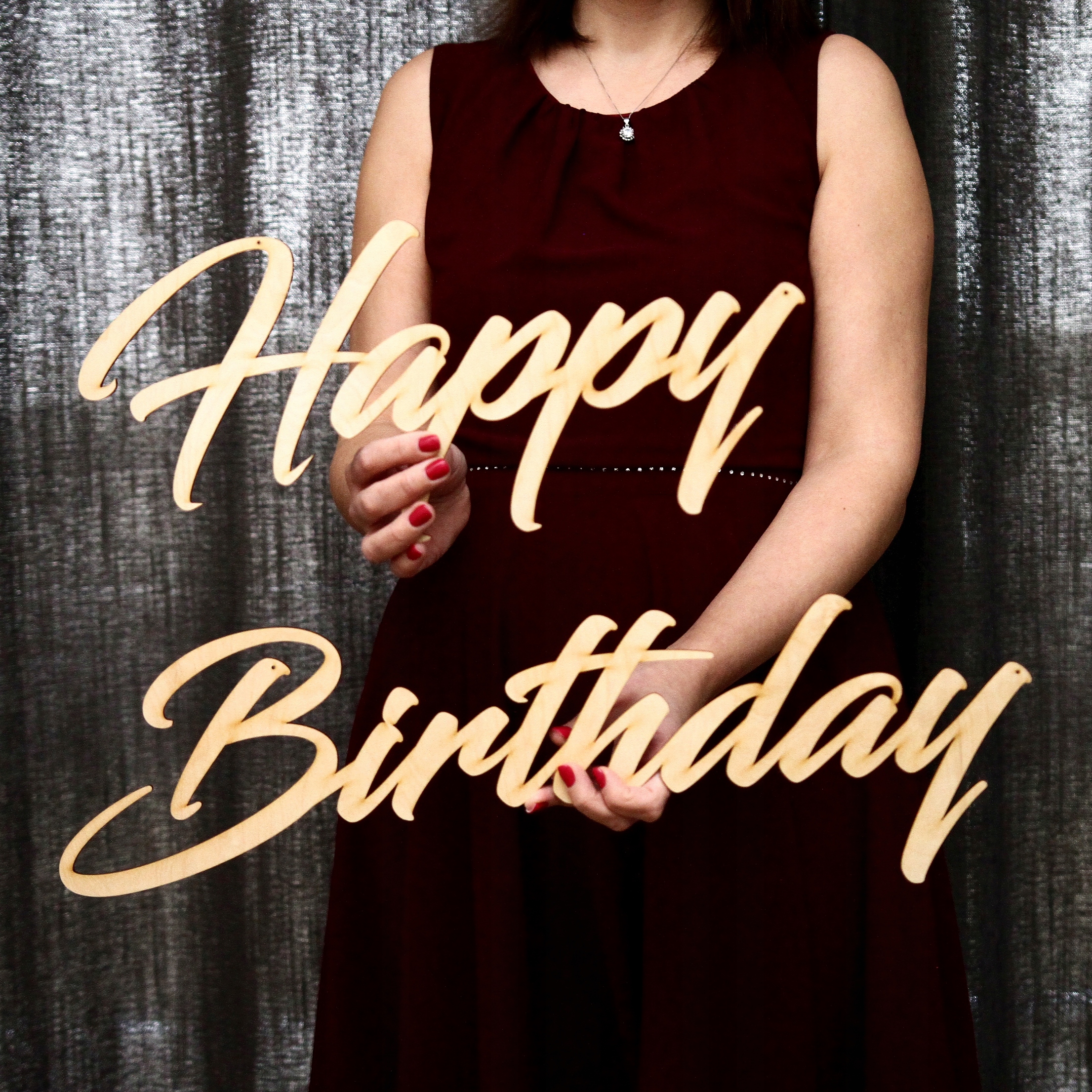 Nápis velký dřevěný Happy Birthday narozeninové dekorace 3 mm, Eko tloušťka