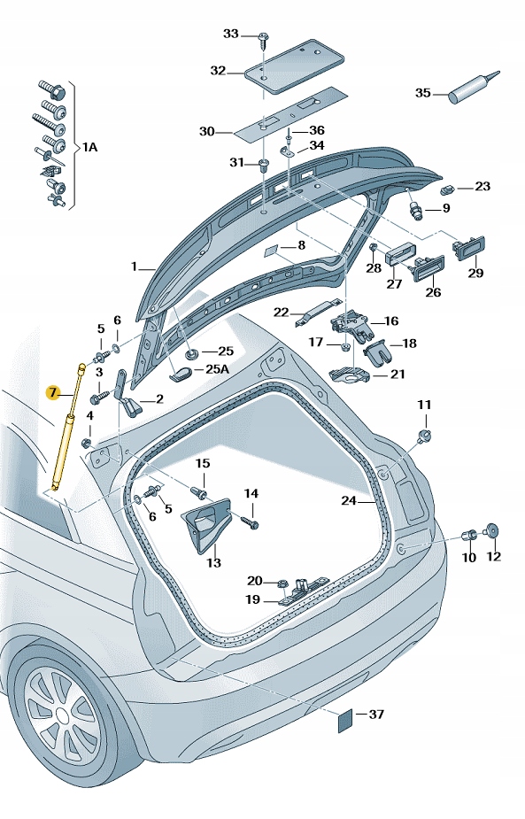 ЕЛ. ЗАМОК ГАЗОВЫЙ КРЫШКИ ЗАДНЕЙ AUDI A1 КАК ОРИГИНАЛ