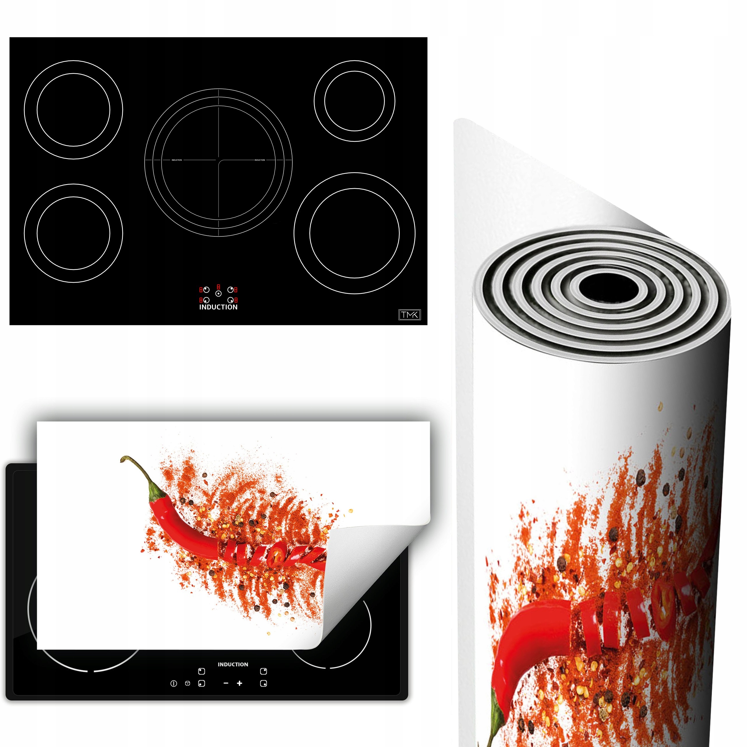 Vinylová Podložka Na Ochranu Sporáku 90x52 červená chilli