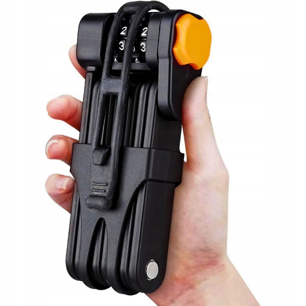 DUŻE ZAPIĘCIE ROWEROWE DO ROWERU SKŁADANE BLOKADA SZYFR UTWARDZANA STAL ABS Grubość 5 mm