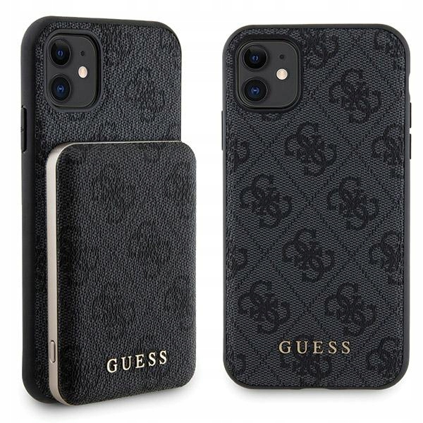 Sada Guess pro iPhone 11, pouzdro Powerbanka 5000 mAh MagSafe černá