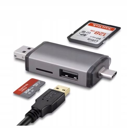KOMPAKTOWY CZYTNIK KART PAMIĘCI SD/TF MAX. 2TB porty USB USB-C microUSB Kod producenta 4Apple
