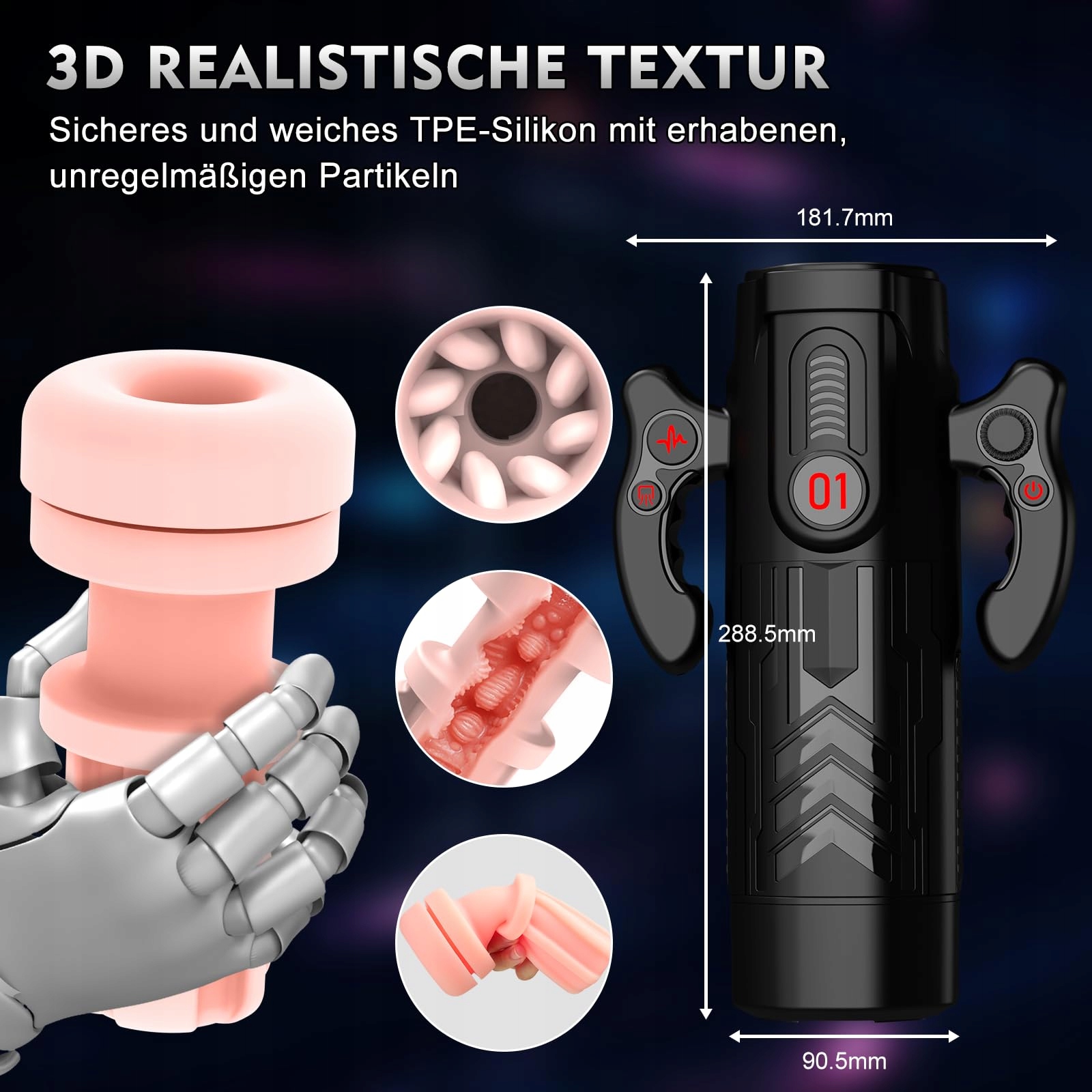 LED MASTURBATOR Dla Mężczyzn Elektryczny Zestaw Wibracyjny Bez Użycia Rąk — miniatura 8