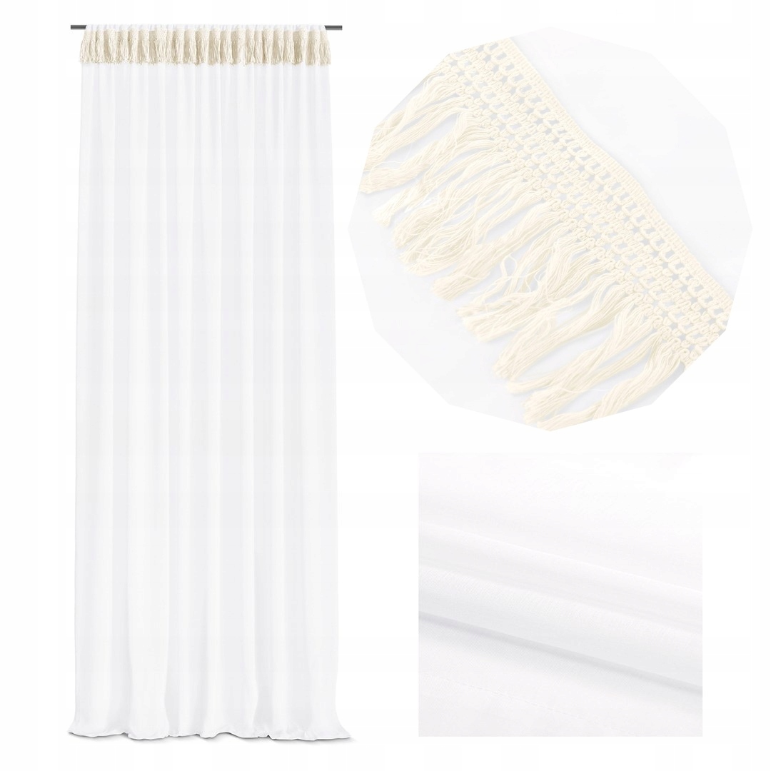 

Firana Gotowa Woal Boho Biała Na Taśmie Żabki