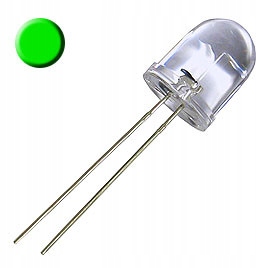 

Dioda Led zielona bezbarwna 5mm 10szt