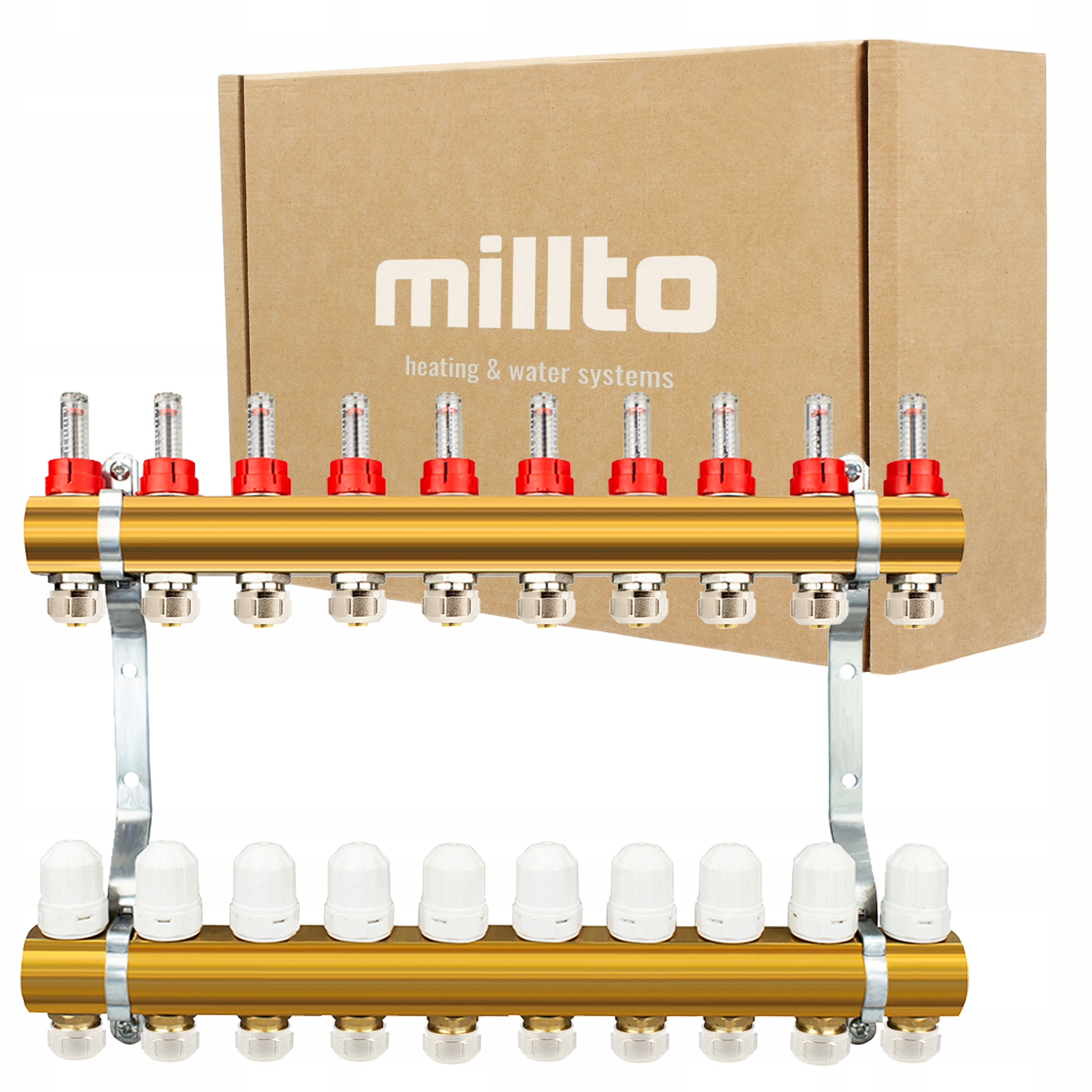 Rozdělovač Podlahy 10 Sekcí topení Mosazný Adaptér Pex Kolekt 4F