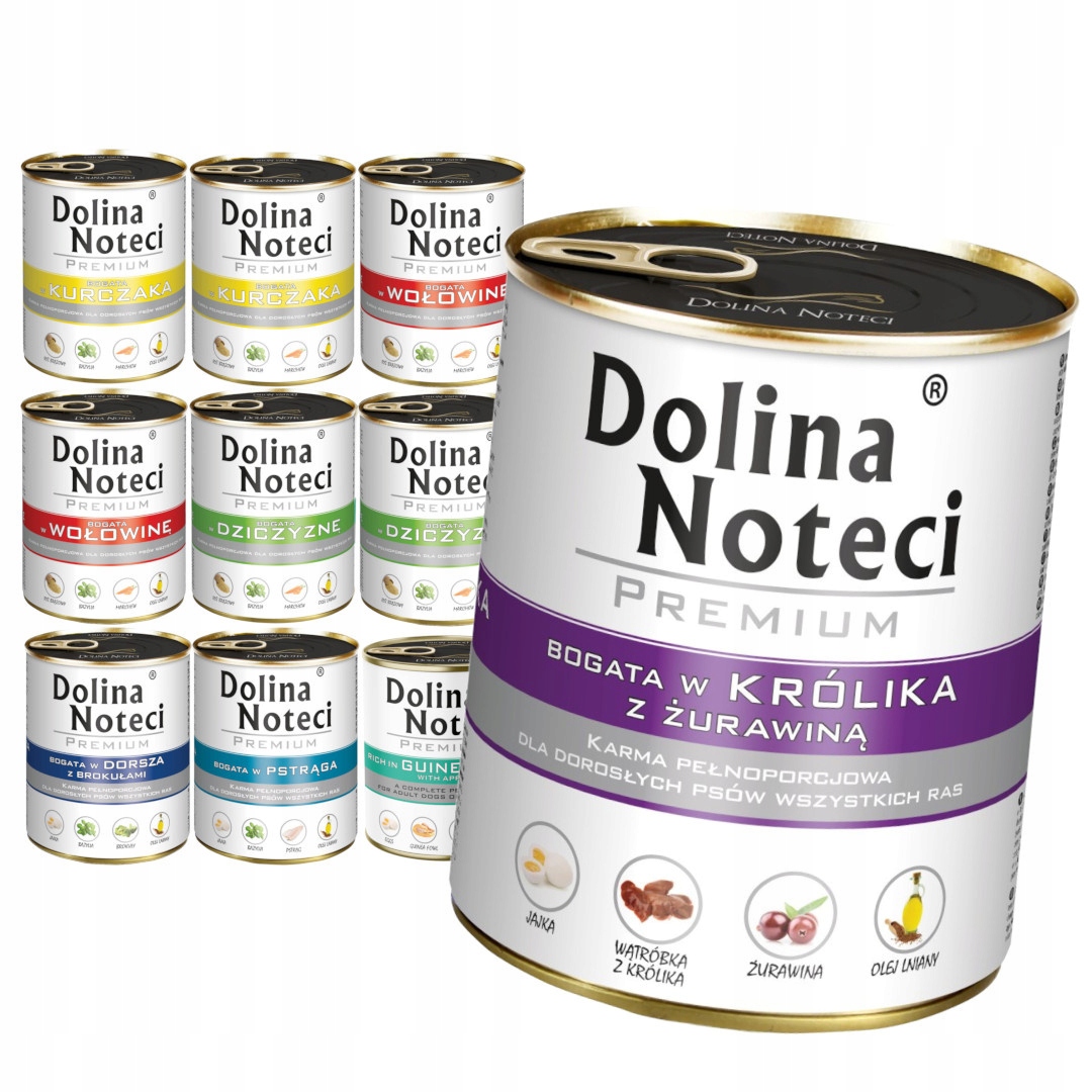 Dolina Noteci Premium Mix 7 příchutí 10x800g Vlhké Krmivo pro psa Ryba Drůbež