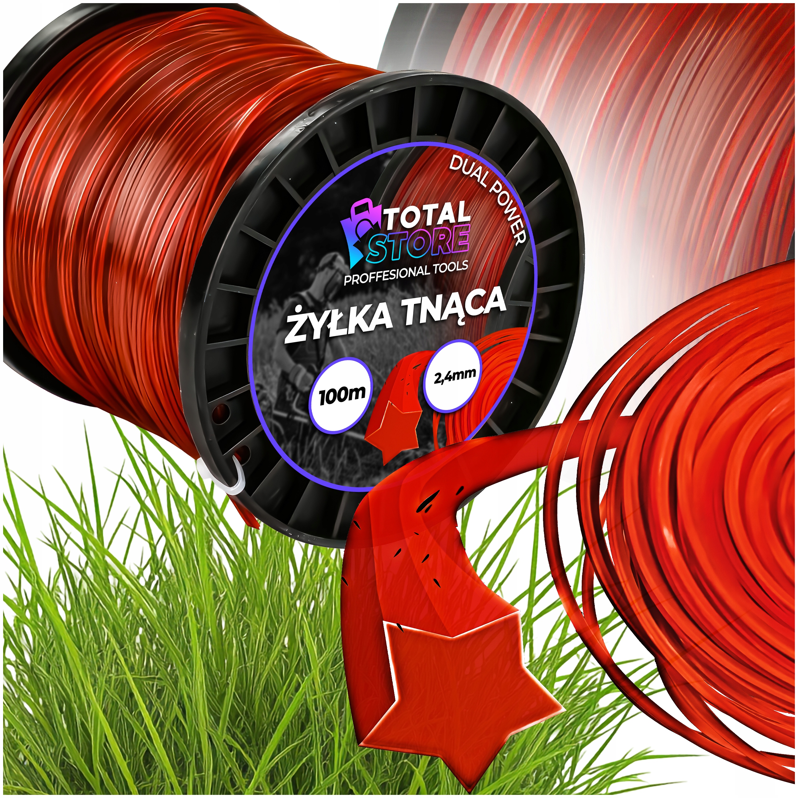 Żyłka tnąca gwiazda do głowic podkaszarki kosy kos trawy mocna 100 m