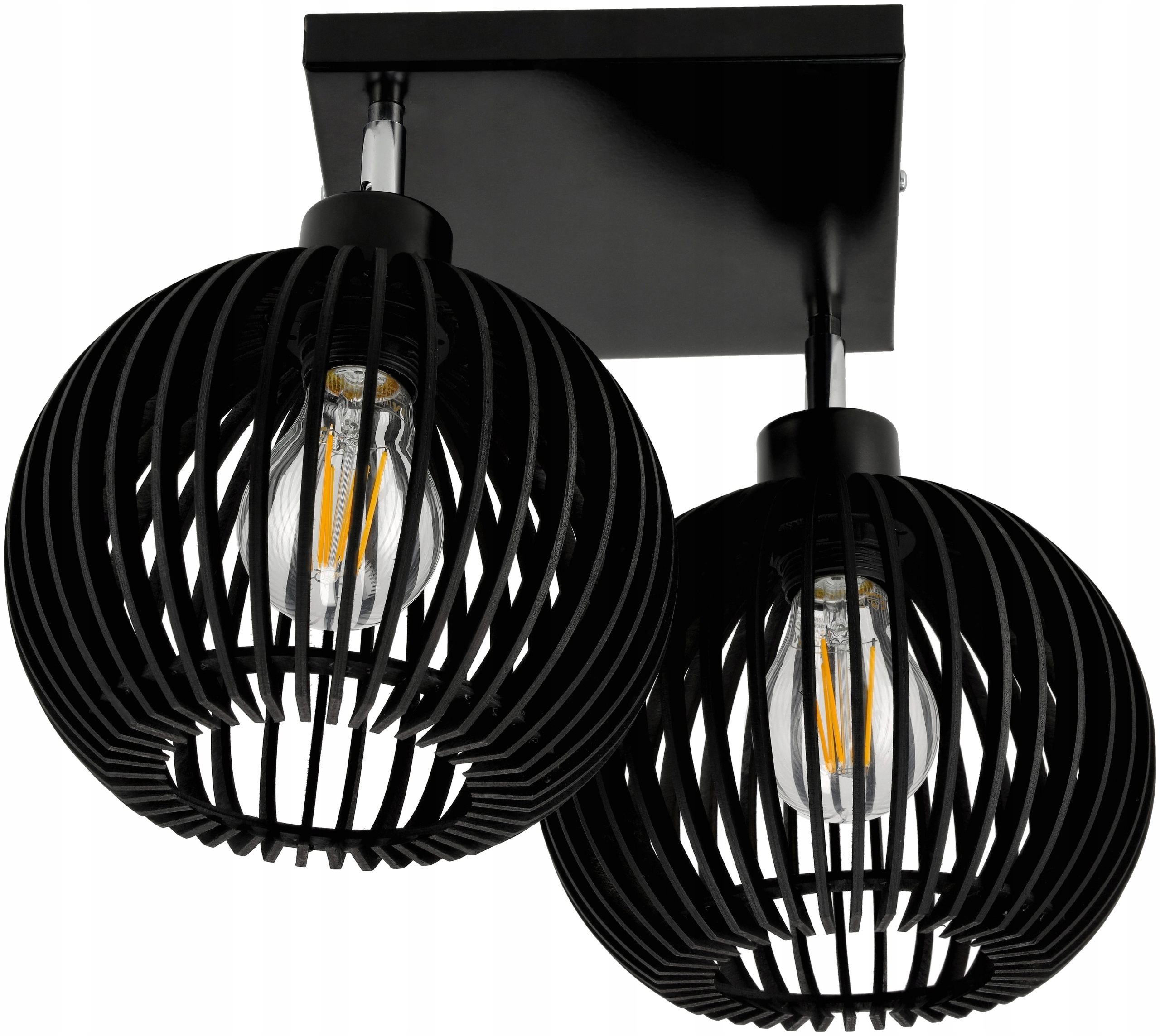 Led Stropní Lampa Boho Vintage Dřevěná Lampa do pokoje 2xE27 Černá