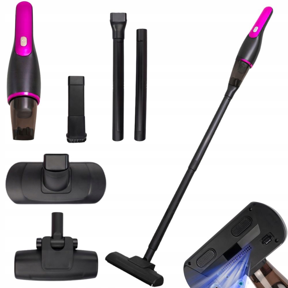 Odkurzacz pionowy bezprzewodowy bezworkowy mocny lekki 100w zestaw końcówek