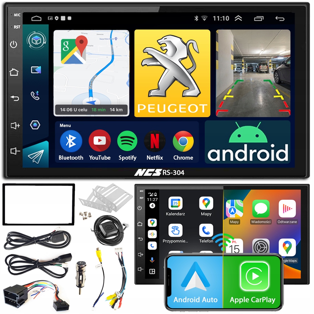 Rádio Navigace Ncs RS-304 Android Pro Peugeot 307 2003-2006 2DIN Bluetooth