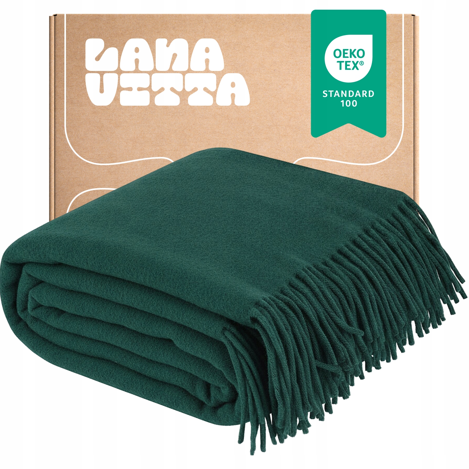 Vlněná deka Teplá „Oven“ 100% Novozélandská vlna Pled Zelená 140х200