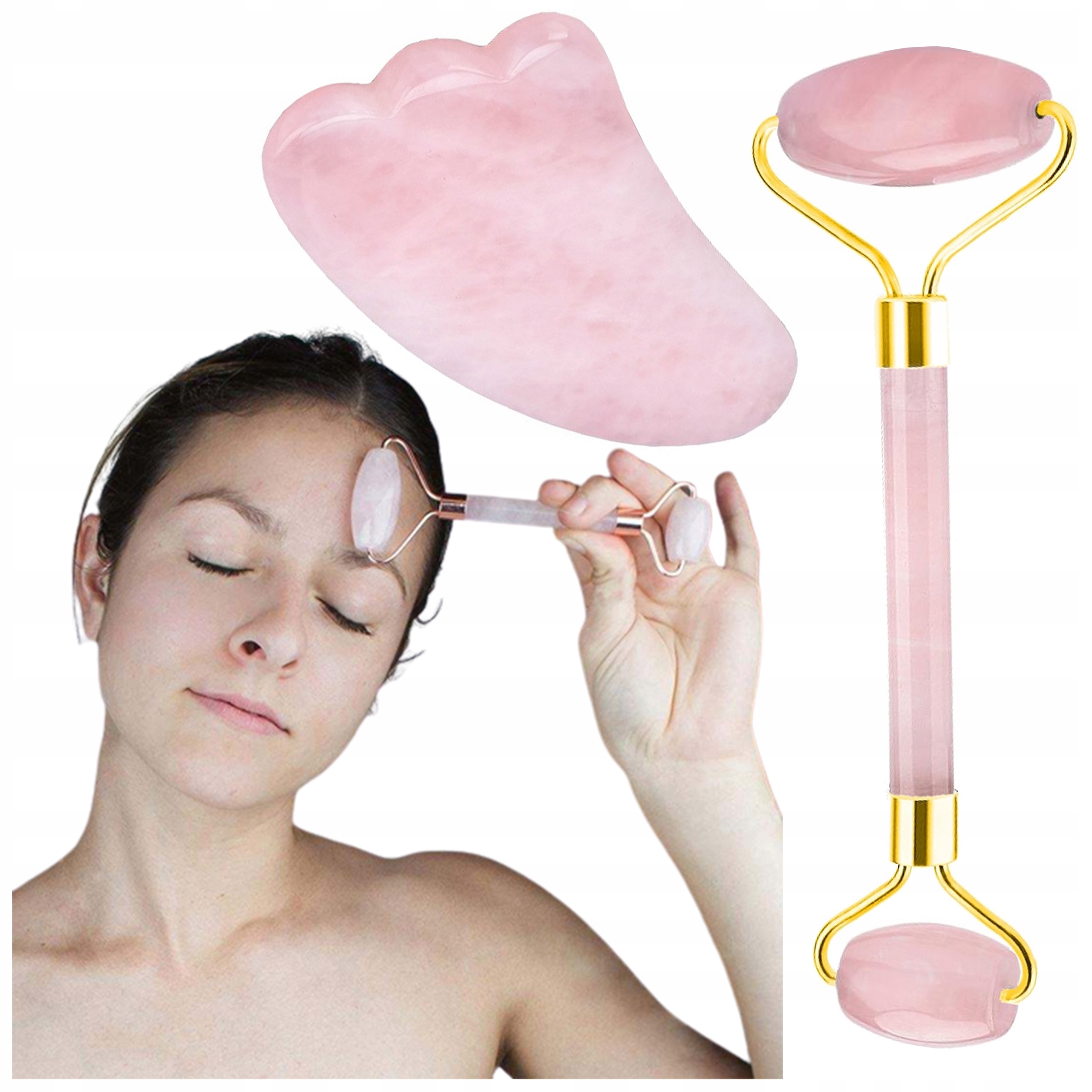 

Masażer Do Twarzy Gua Sha Płytka Z Kwarcu Zestaw