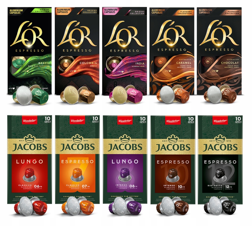 Kapsułki do Nespresso Jacobs oraz mix 100 szt.