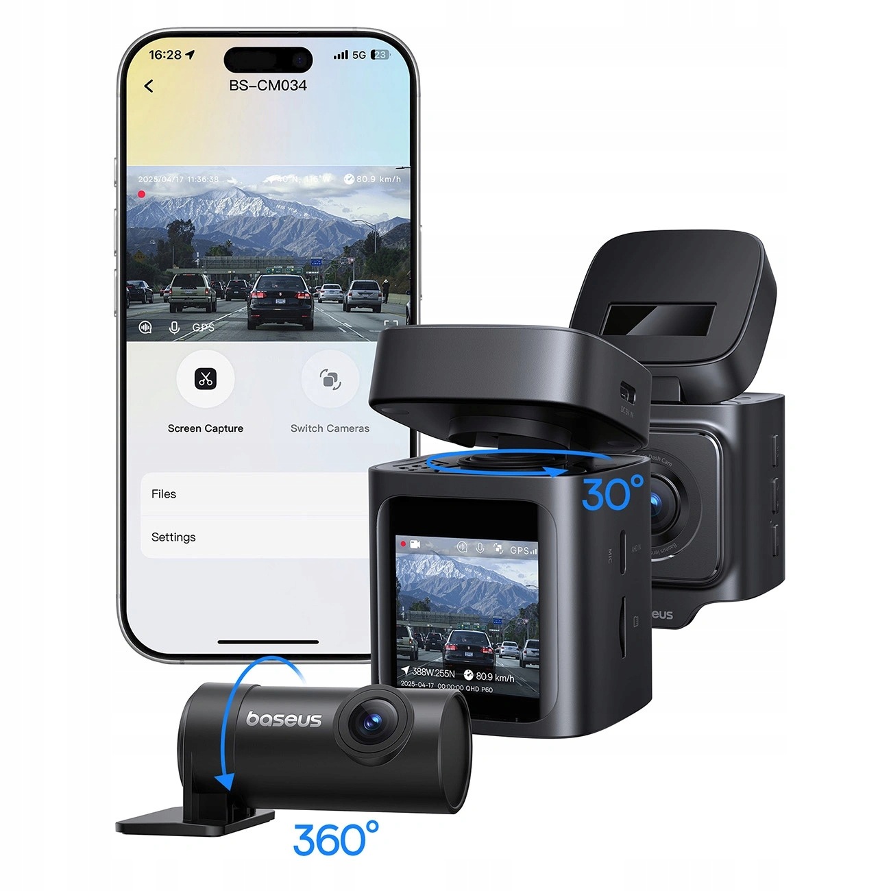 Videorekordér Baseus PrimeTrip VD1 Pro 4K zadná kamera 1080p čierny