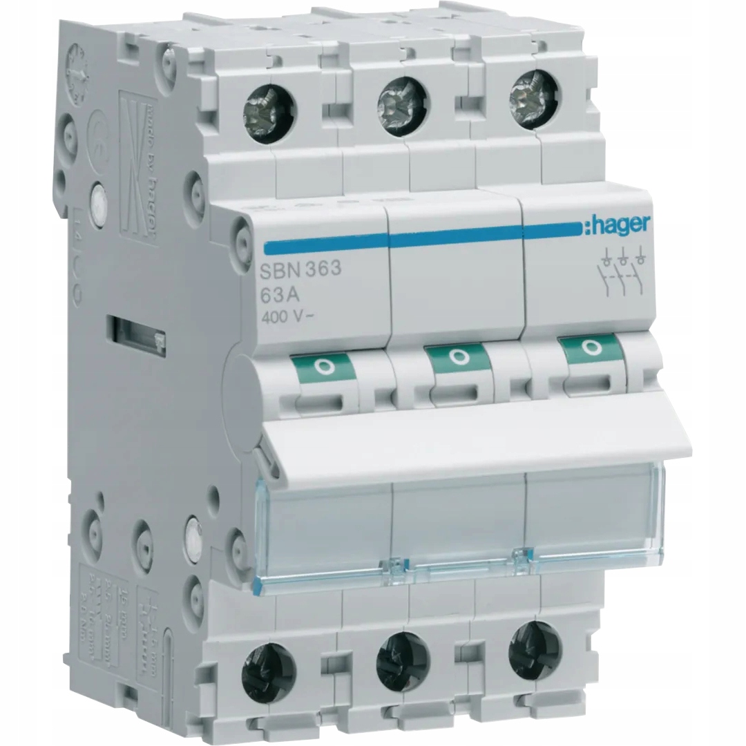 Hager SBN363 Rozłącznik Izolacyjny Modułowy 3-Biegunowy 3P 63A 400VAC