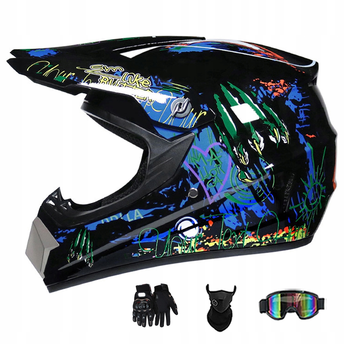 Motocyklová Přilba Crossová Lehká Enduro Quada Brýle Rukavice Maska L