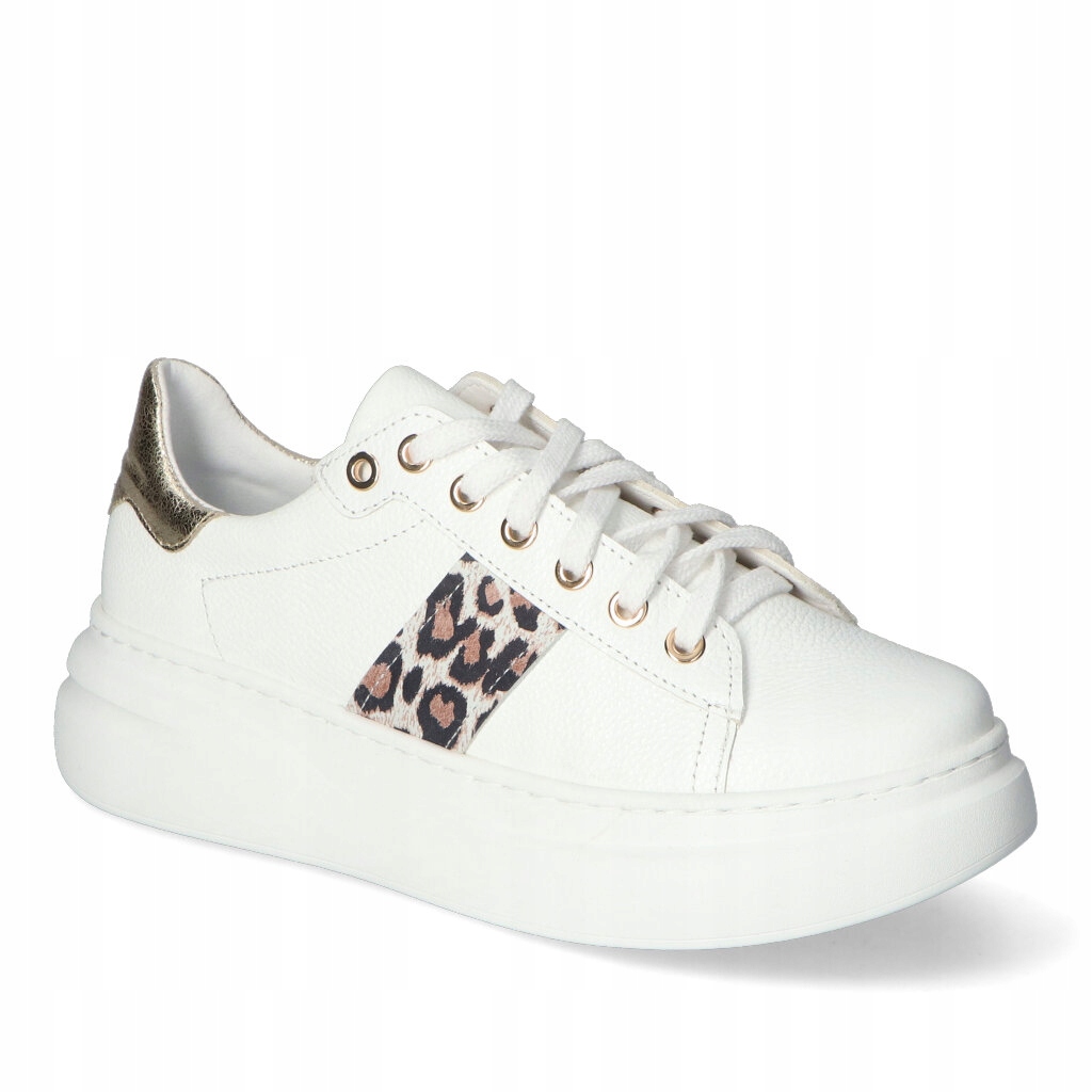 Dámské tenisky Tuomo Bílé Panterka Hrách Kožené 39